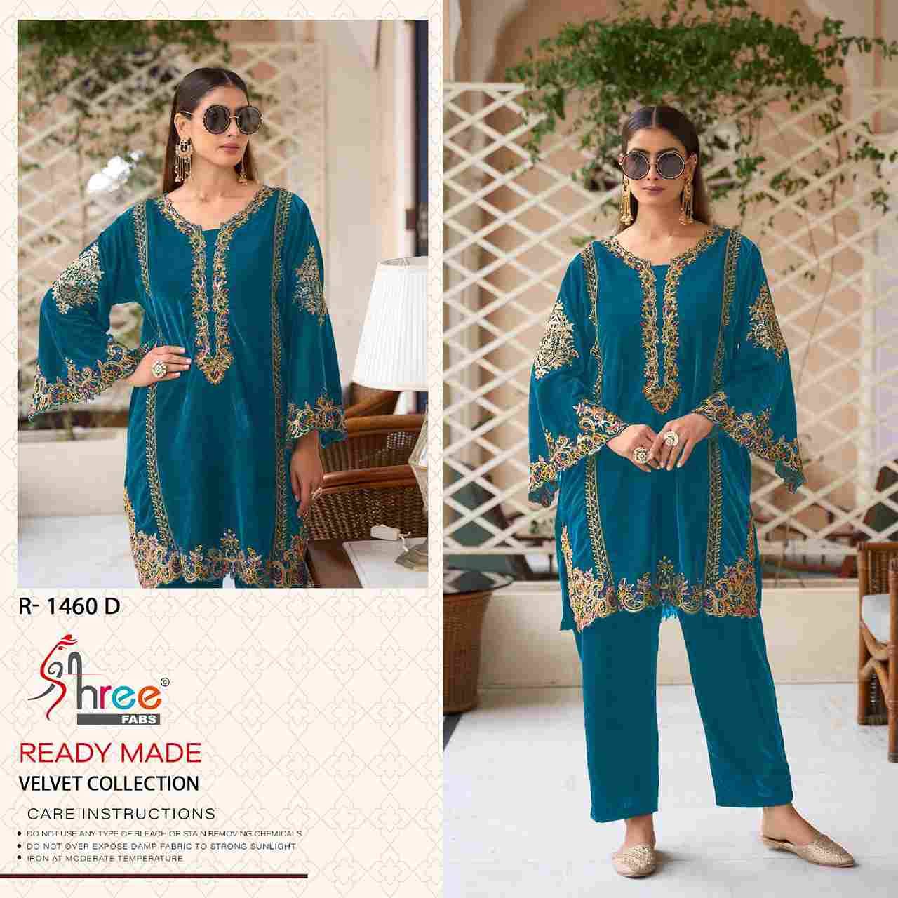 Shree Fabs Hit Design R-1460 Colours By Shree Fabs R-1460-A To R-1460-D Series Wholesale Designer Pakistani Suits Collection Beautiful Stylish Fancy Colorful Party Wear & Occasional Wear Viscose Velvet Kurtis With Bottom At Wholesale Price