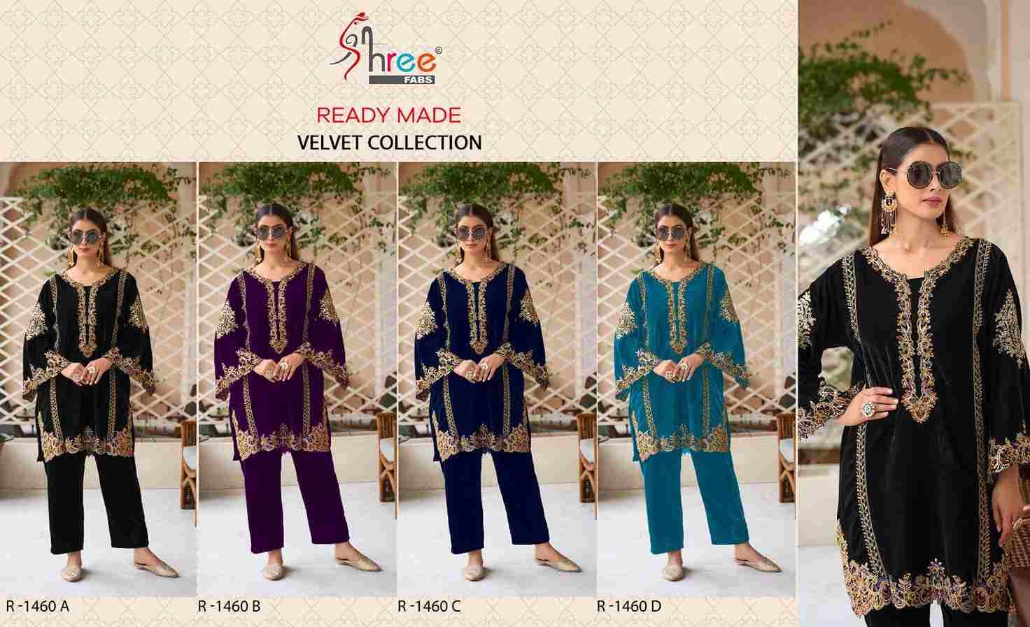 Shree Fabs Hit Design R-1460 Colours By Shree Fabs R-1460-A To R-1460-D Series Wholesale Designer Pakistani Suits Collection Beautiful Stylish Fancy Colorful Party Wear & Occasional Wear Viscose Velvet Kurtis With Bottom At Wholesale Price