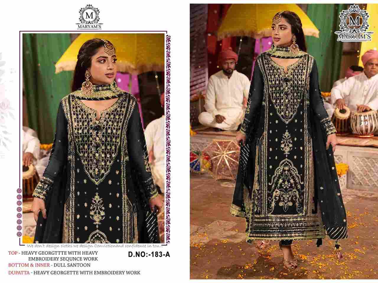 Maryams 183 Colours By Maryams 183-A To 183-D Series Pakistani Suits Beautiful Fancy Colorful Stylish Party Wear & Occasional Wear Heavy Georgette Embroidery Dresses At Wholesale Price