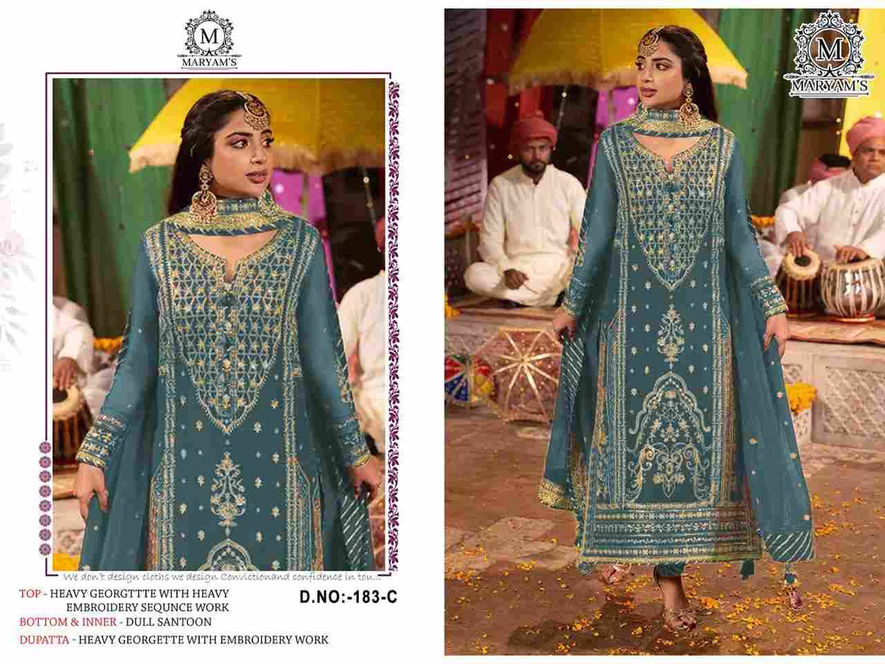 Maryams 183 Colours By Maryams 183-A To 183-D Series Pakistani Suits Beautiful Fancy Colorful Stylish Party Wear & Occasional Wear Heavy Georgette Embroidery Dresses At Wholesale Price