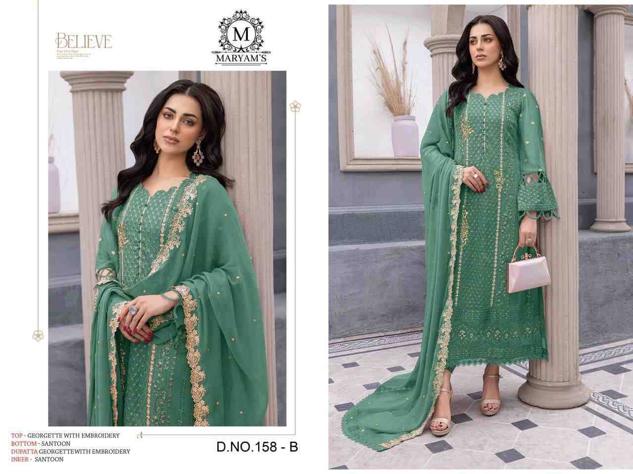 Maryams 158 Colours By Maryams 158-A To 158-D Series Pakistani Suits Beautiful Fancy Colorful Stylish Party Wear & Occasional Wear Heavy Georgette Embroidery Dresses At Wholesale Price