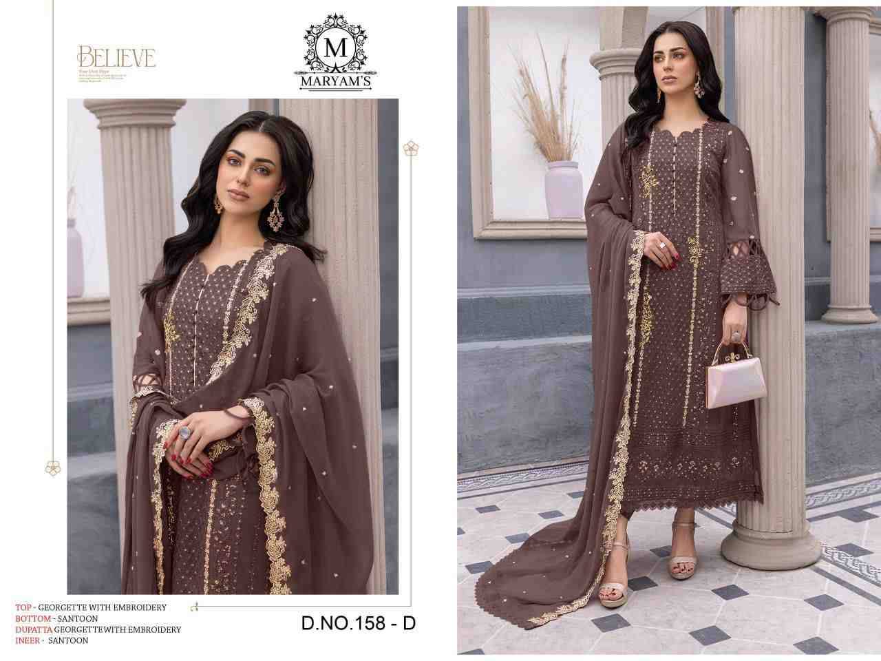 Maryams 158 Colours By Maryams 158-A To 158-D Series Pakistani Suits Beautiful Fancy Colorful Stylish Party Wear & Occasional Wear Heavy Georgette Embroidery Dresses At Wholesale Price