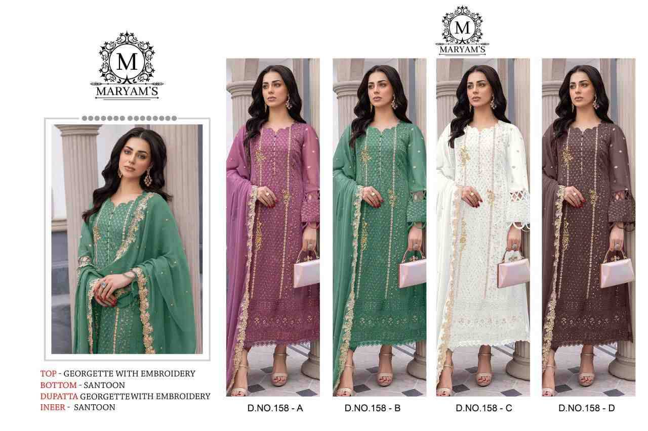 Maryams 158 Colours By Maryams 158-A To 158-D Series Pakistani Suits Beautiful Fancy Colorful Stylish Party Wear & Occasional Wear Heavy Georgette Embroidery Dresses At Wholesale Price