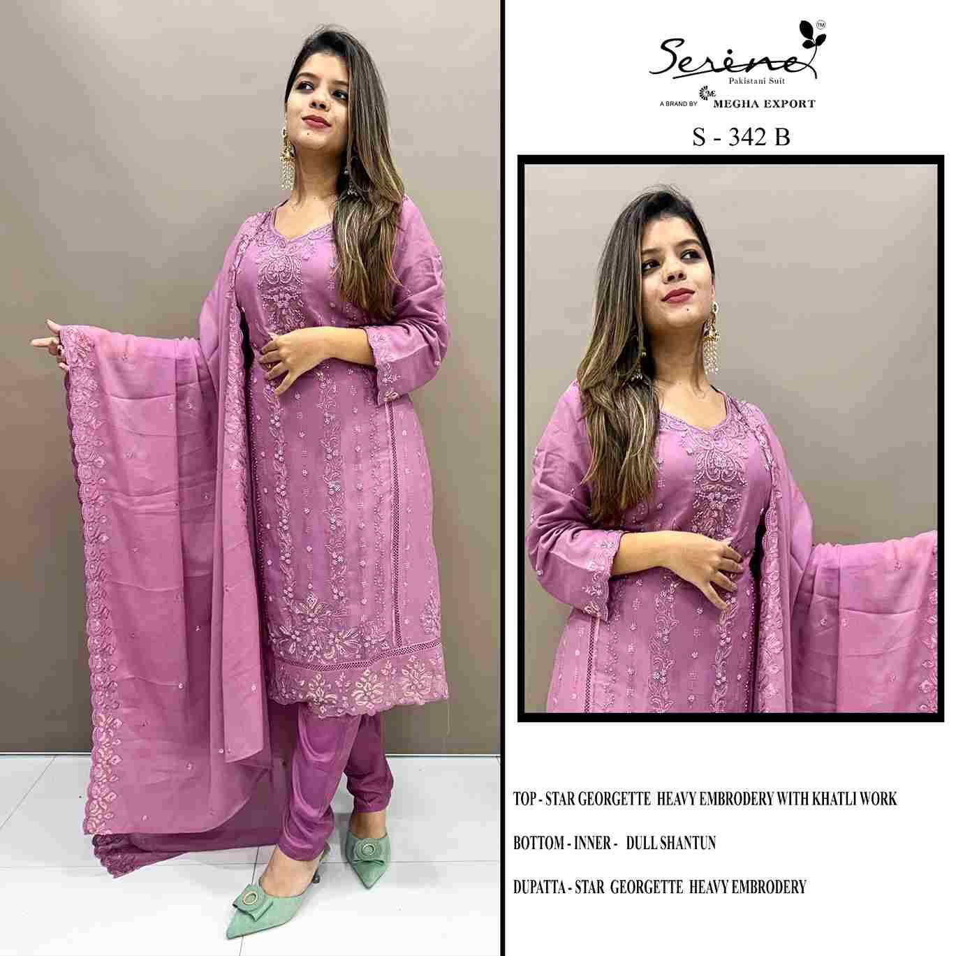 Serene Hit Design S-342 Colours By Serene S-342-A To S-342-D Series Designer Pakistani Suits Beautiful Fancy Colorful Stylish Party Wear & Occasional Wear Georgette Embroidered Dresses At Wholesale Price