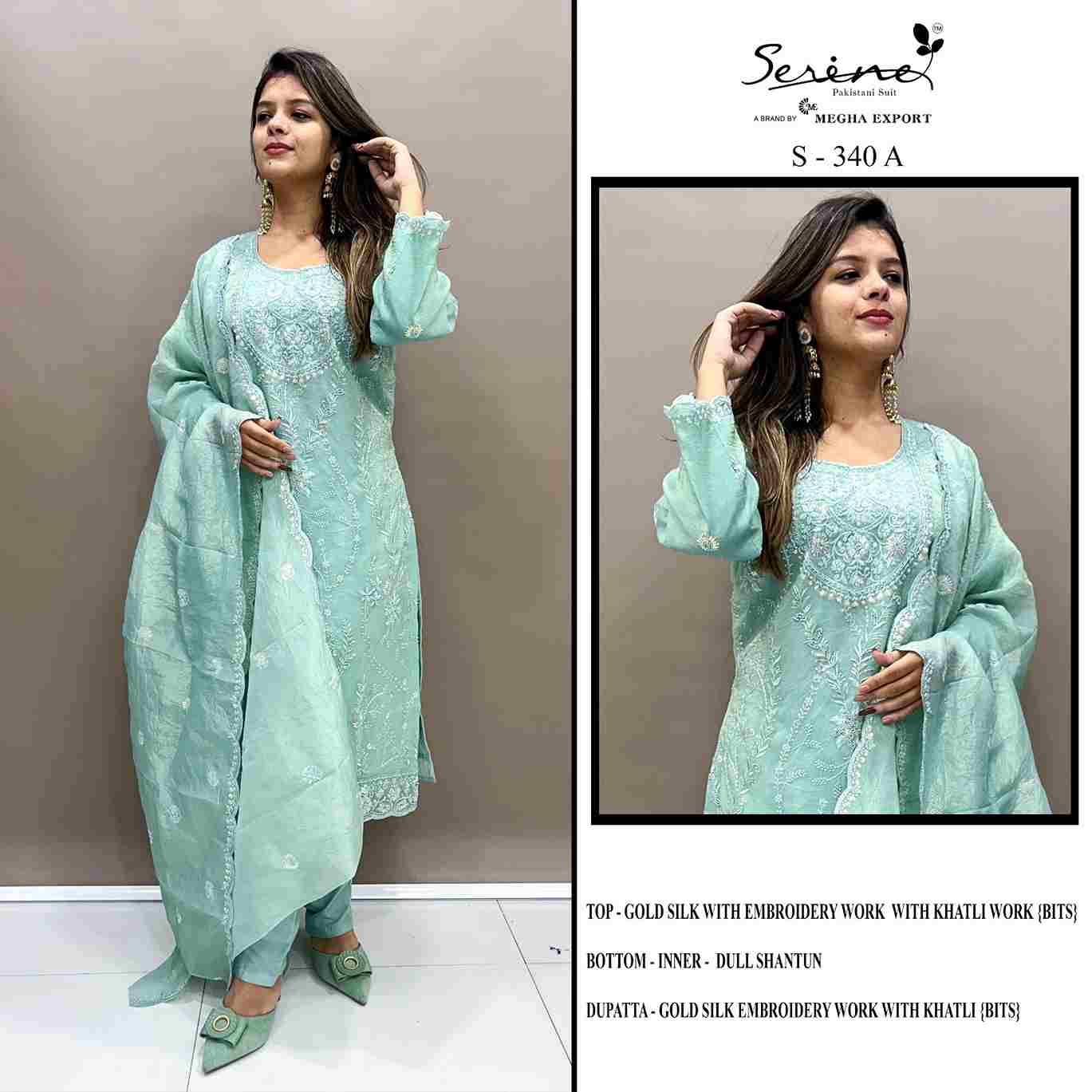 Serene Hit Design S-340 Colours By Serene S-340-A To S-340-D Series Designer Pakistani Suits Beautiful Fancy Colorful Stylish Party Wear & Occasional Wear Silk Embroidered Dresses At Wholesale Price