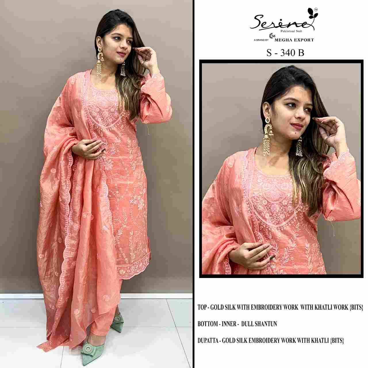 Serene Hit Design S-340 Colours By Serene S-340-A To S-340-D Series Designer Pakistani Suits Beautiful Fancy Colorful Stylish Party Wear & Occasional Wear Silk Embroidered Dresses At Wholesale Price