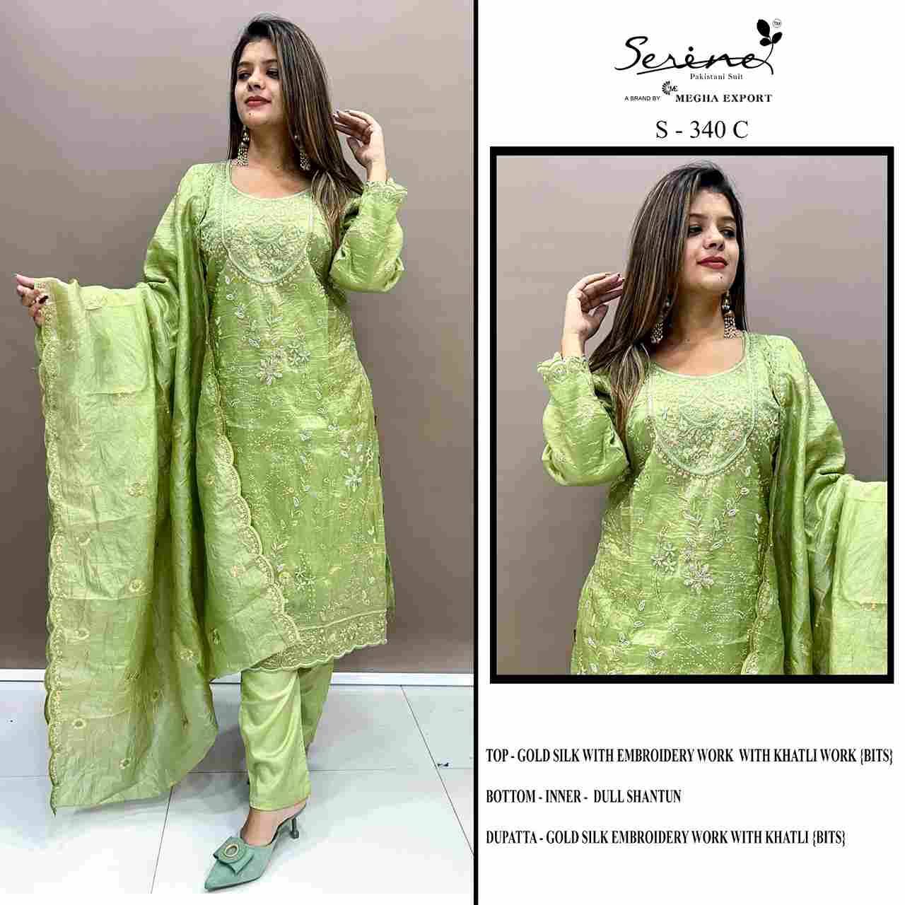 Serene Hit Design S-340 Colours By Serene S-340-A To S-340-D Series Designer Pakistani Suits Beautiful Fancy Colorful Stylish Party Wear & Occasional Wear Silk Embroidered Dresses At Wholesale Price