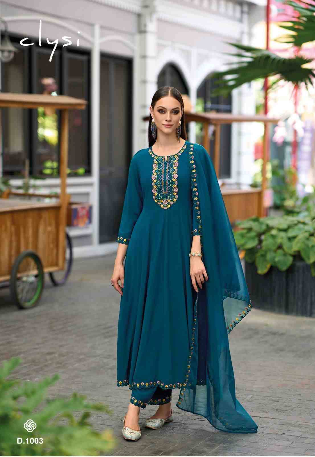 Shehzadi By Clysi 1001 To 1004 Series Beautiful Festive Suits Colorful Stylish Fancy Casual Wear & Ethnic Wear Viscose With Work Dresses At Wholesale Price