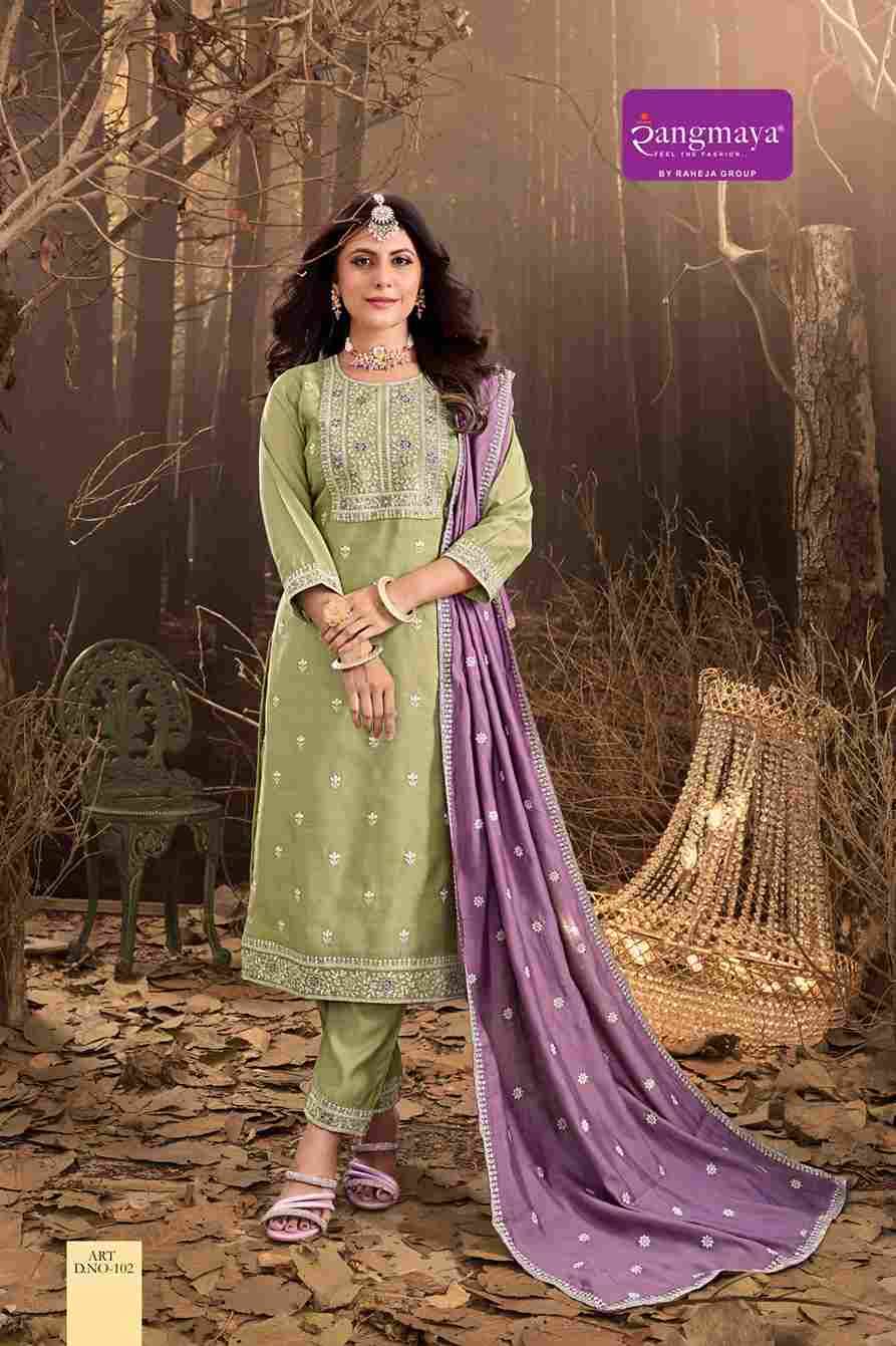 Art By Rangmaya 101 To 108 Series Beautiful Stylish Festive Suits Fancy Colorful Casual Wear & Ethnic Wear & Ready To Wear Roman Silk Dresses At Wholesale Price