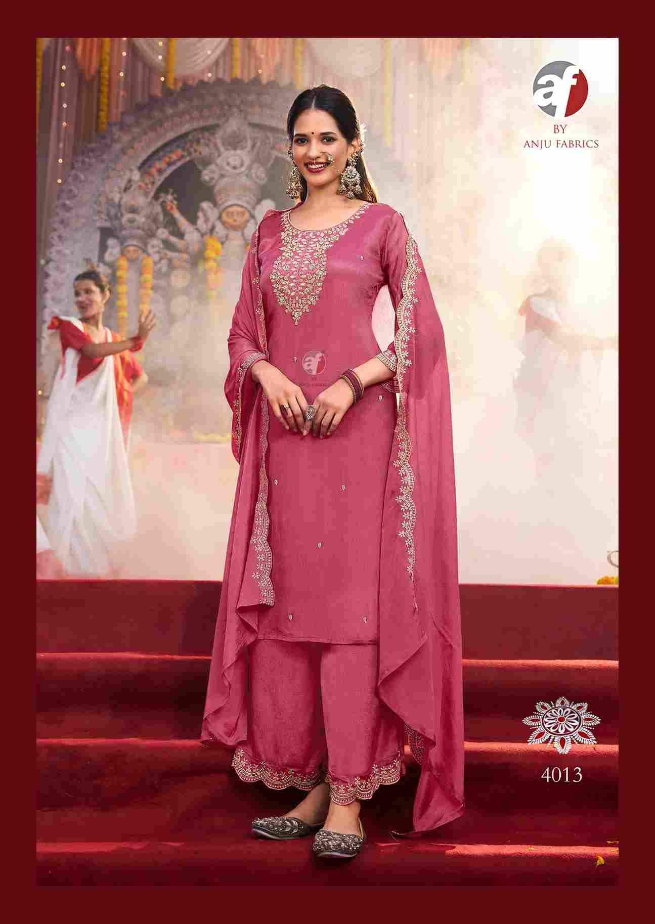 Sahiba Vol-6 By Anju Fabrics 4011 To 4016 Series Designer Festive Suits Collection Beautiful Stylish Fancy Colorful Party Wear & Occasional Wear Chinnon Dresses At Wholesale Price