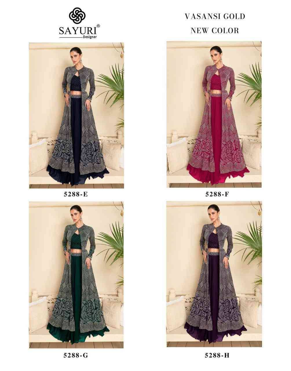 Vasansi Gold New Colours By Sayuri 5288-E To 5288-H Series Festive Wear Collection Beautiful Stylish Colorful Fancy Party Wear & Occasional Wear Georgette Lehengas At Wholesale Price