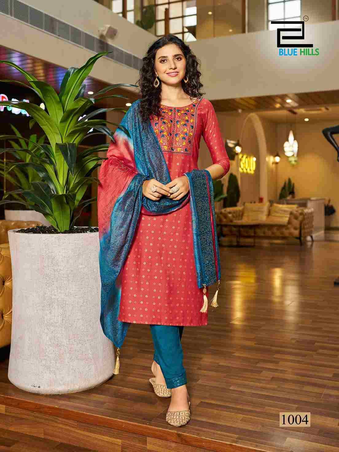 Festival Day By Blue Hills 1001 To 1008 Series Beautiful Suits Colorful Stylish Fancy Casual Wear & Ethnic Wear Rayon Foil Dresses At Wholesale Price