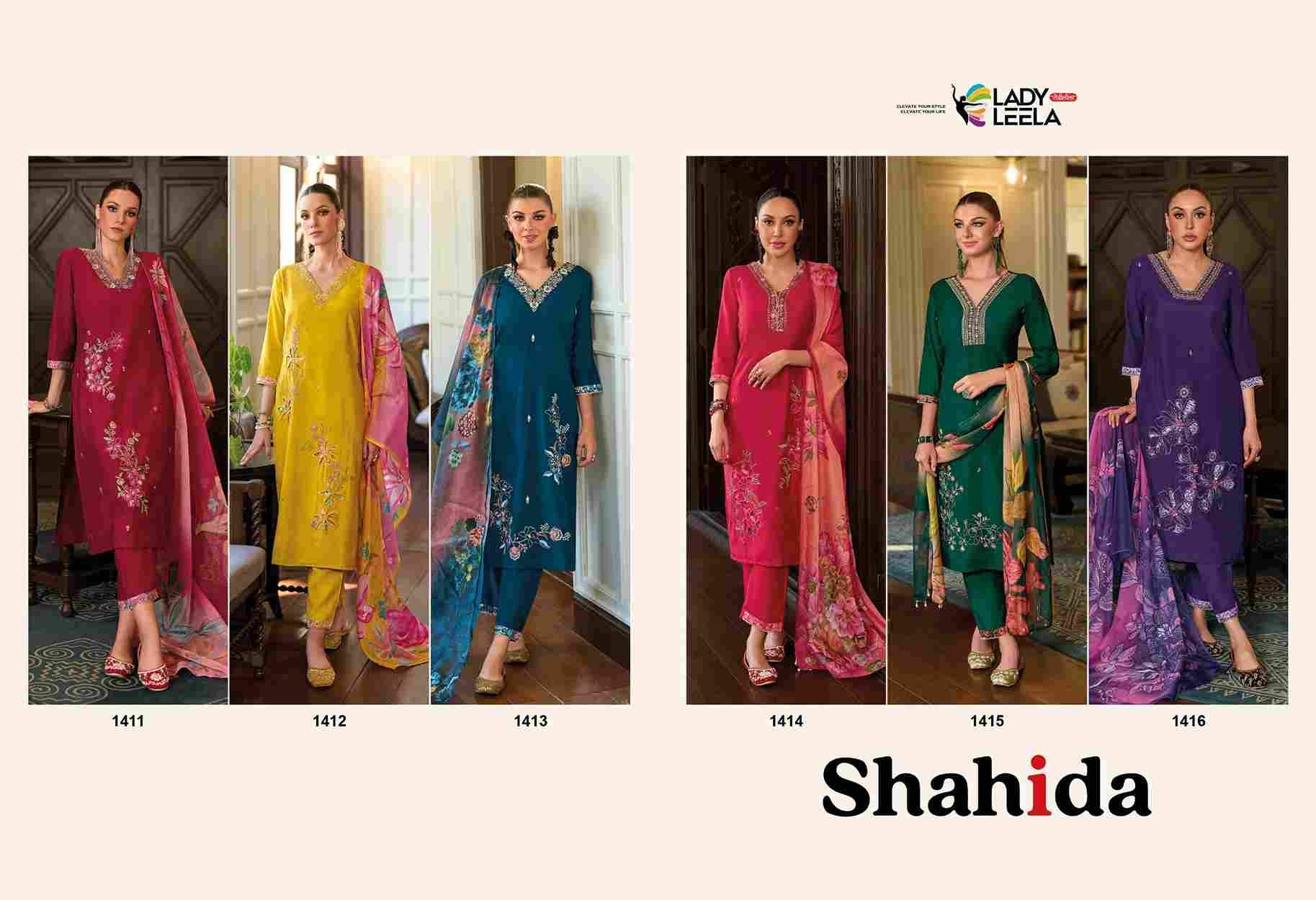 Shahida By Lady Leela 1411 To 1416 Series Designer Festive Suits Collection Beautiful Stylish Fancy Colorful Party Wear & Occasional Wear Viscose Silk Dresses At Wholesale Price