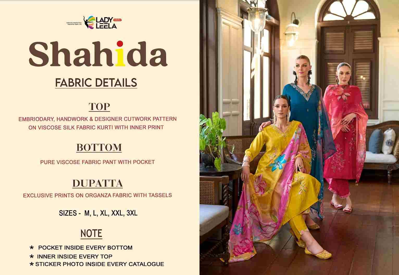 Shahida By Lady Leela 1411 To 1416 Series Designer Festive Suits Collection Beautiful Stylish Fancy Colorful Party Wear & Occasional Wear Viscose Silk Dresses At Wholesale Price