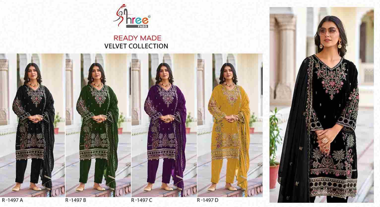 Shree Fabs Hit Design R-1497 Colours By Shree Fabs R-1497-A To R-1497-D Series Wholesale Designer Pakistani Suits Collection Beautiful Stylish Fancy Colorful Party Wear & Occasional Wear Velvet Dresses At Wholesale Price