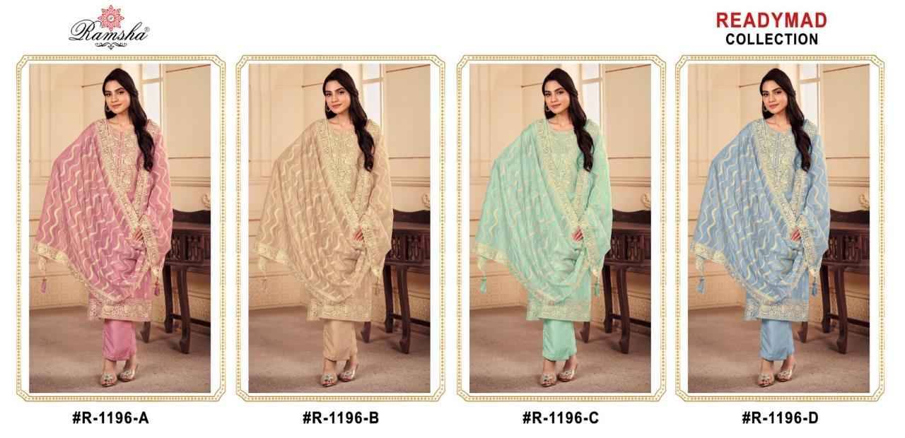 Ramsha 1196 Colours By Ramsha 1196-A To 1196-D Series Beautiful Pakistani Suits Colorful Stylish Fancy Casual Wear & Ethnic Wear Organza Dresses At Wholesale Price