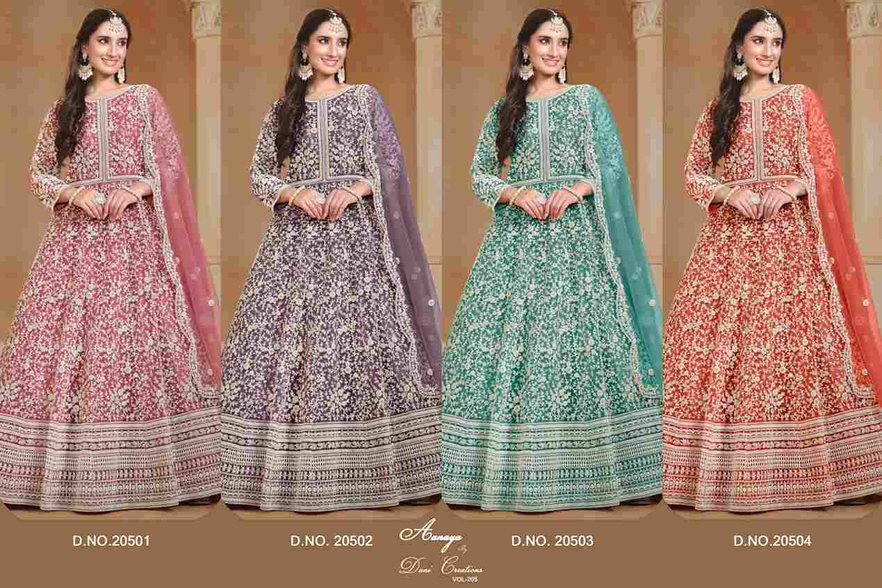 Aanaya Vol-205 By Twisha 20501 To 20504 Series Designer Stylish Fancy Colorful Beautiful Party Wear & Ethnic Wear Collection Net Gowns With Dupatta At Wholesale Price