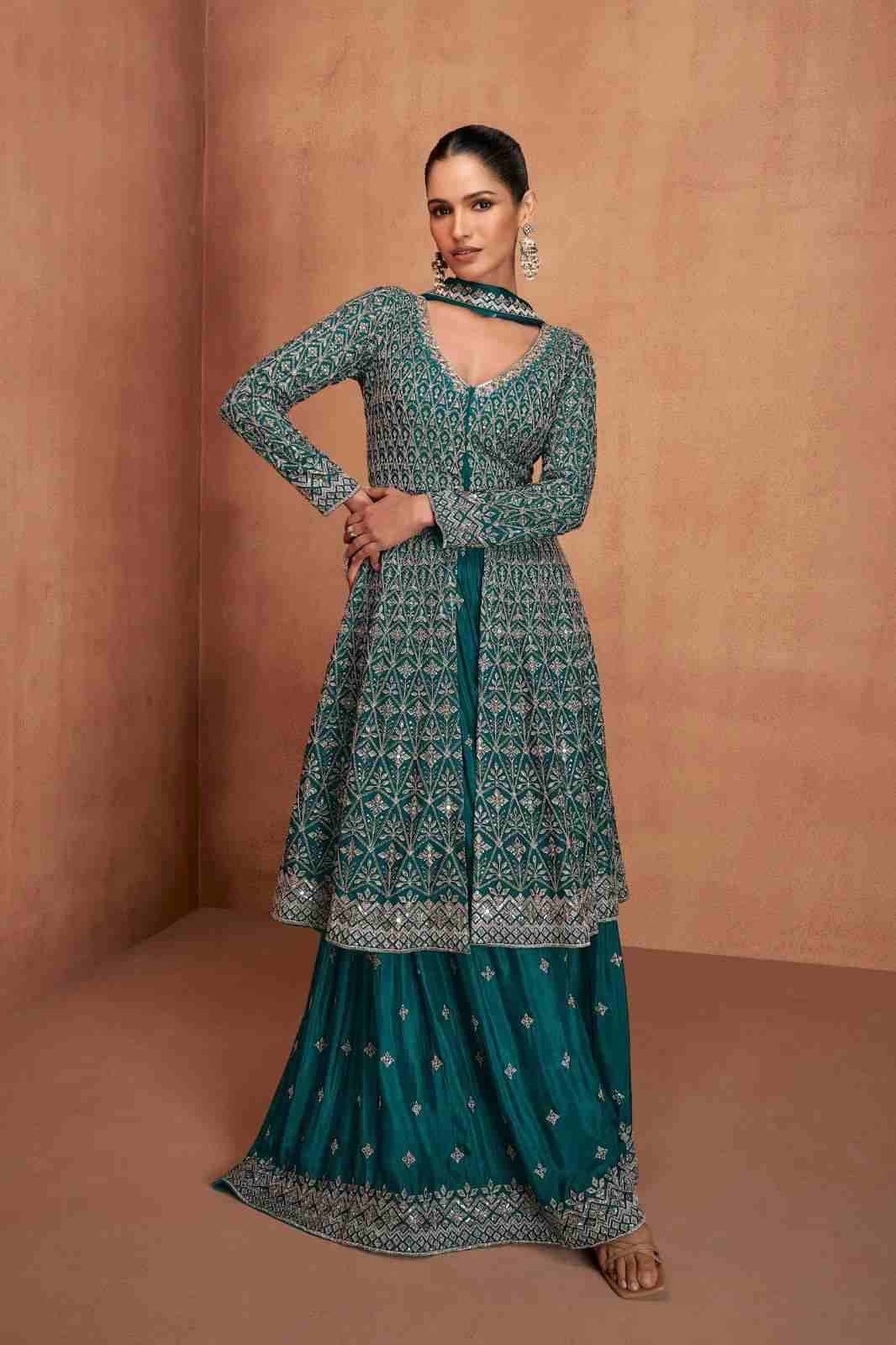 Viana By Gulkayra Designer 7479-A To 7479-D Series Designer Sharara Suits Beautiful Fancy Colorful Stylish Party Wear & Occasional Wear Chinnon Dresses At Wholesale Price