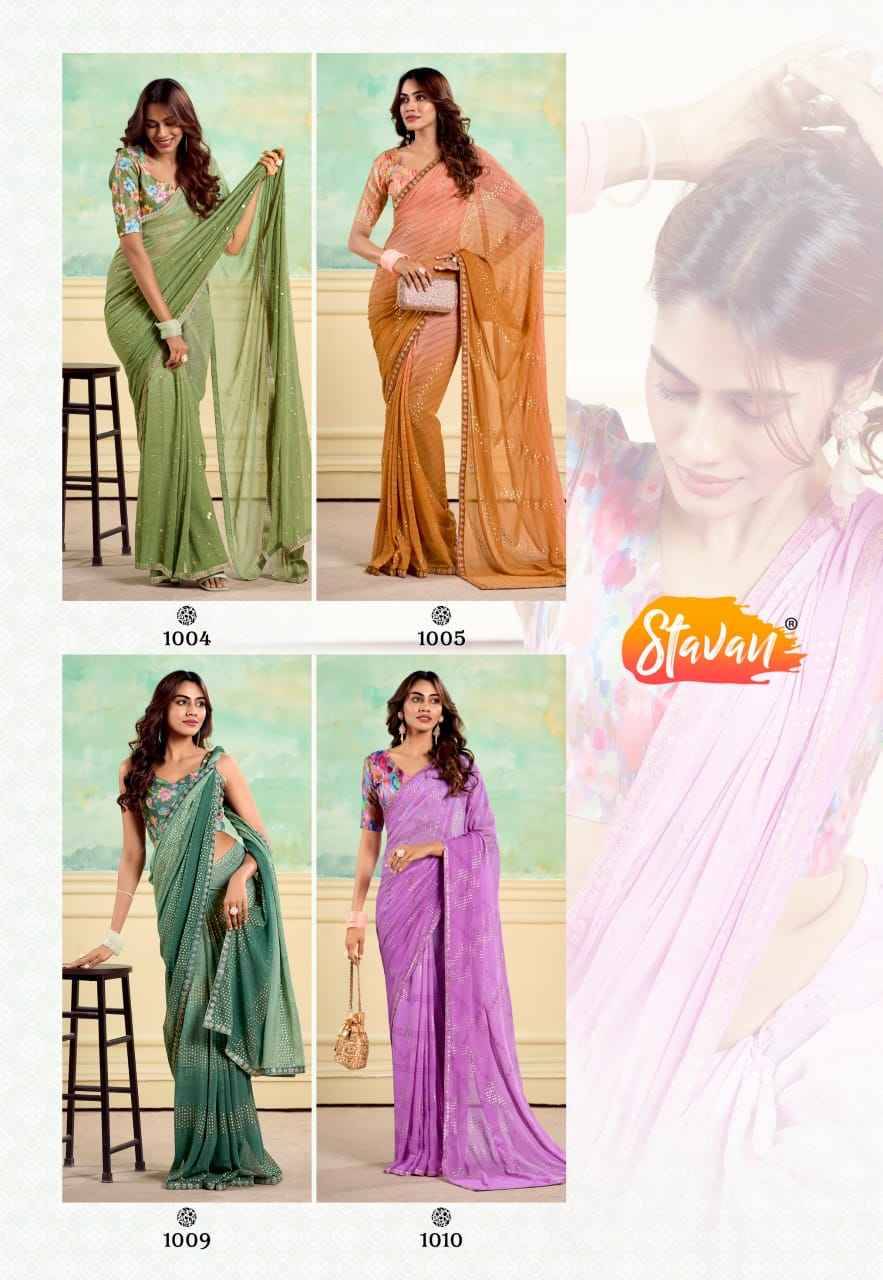 Nairobi By Stavan 1001 To 1010 Series Indian Traditional Wear Collection Beautiful Stylish Fancy Colorful Party Wear & Occasional Wear Weightless Sarees At Wholesale Price