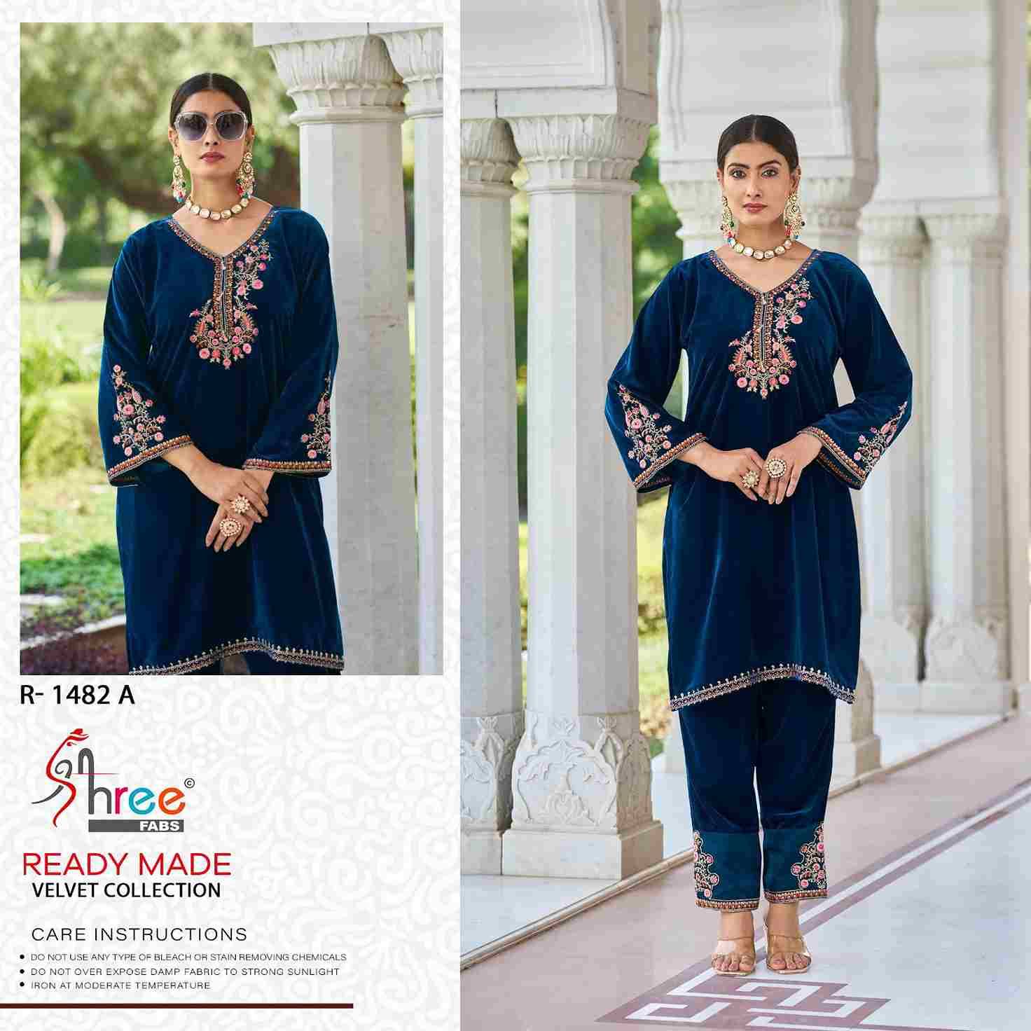 Shree Fabs Hit Design R-1482 Colours By Shree Fabs R-1482-A To R-1482-D Series Wholesale Designer Pakistani Suits Collection Beautiful Stylish Fancy Colorful Party Wear & Occasional Wear Velvet Kurtis With Bottom At Wholesale Price