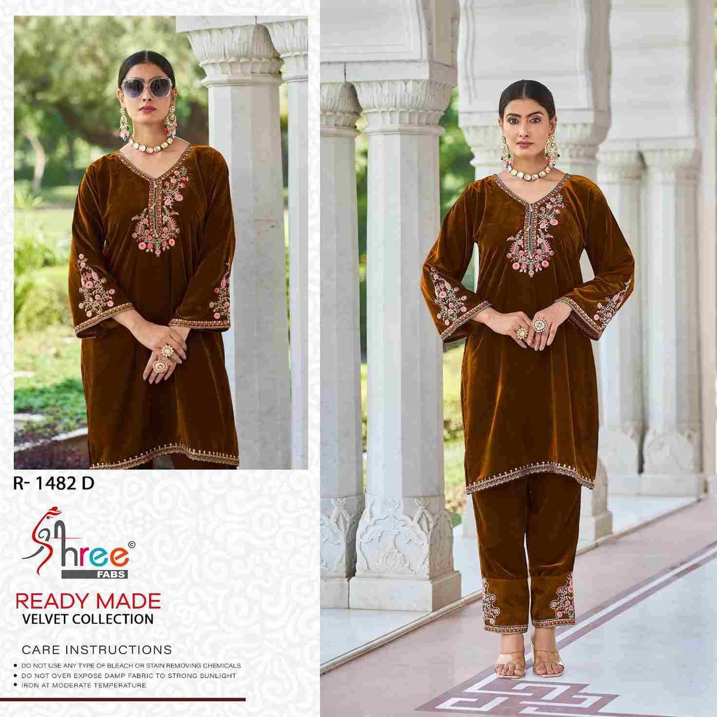 Shree Fabs Hit Design R-1482 Colours By Shree Fabs R-1482-A To R-1482-D Series Wholesale Designer Pakistani Suits Collection Beautiful Stylish Fancy Colorful Party Wear & Occasional Wear Velvet Kurtis With Bottom At Wholesale Price