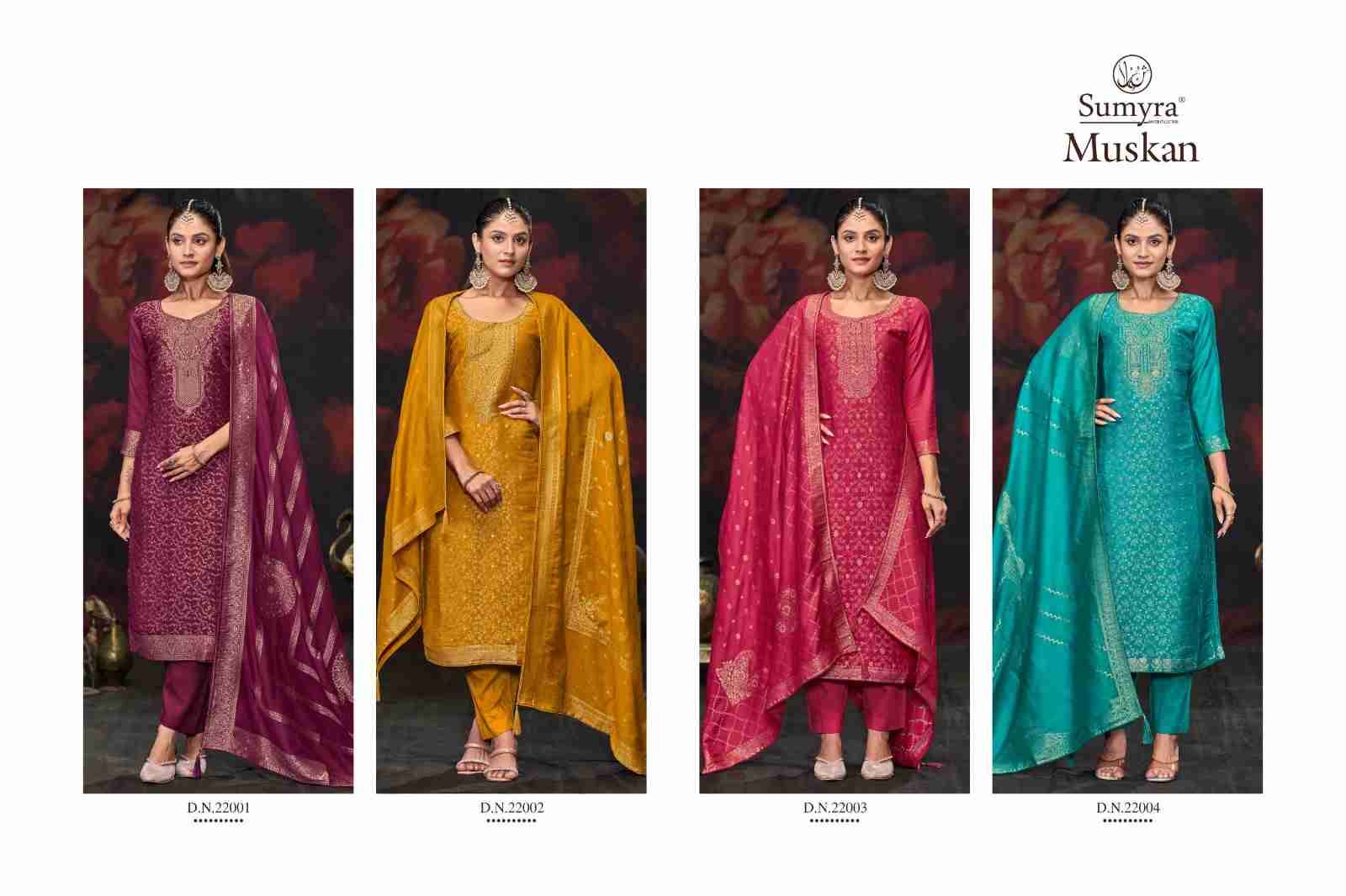 Muskan By Sumyra 22001 To 22004 Series Beautiful Stylish Suits Fancy Colorful Casual Wear & Ethnic Wear & Ready To Wear Pure Viscose Pashmina Print With Work Dresses At Wholesale Price