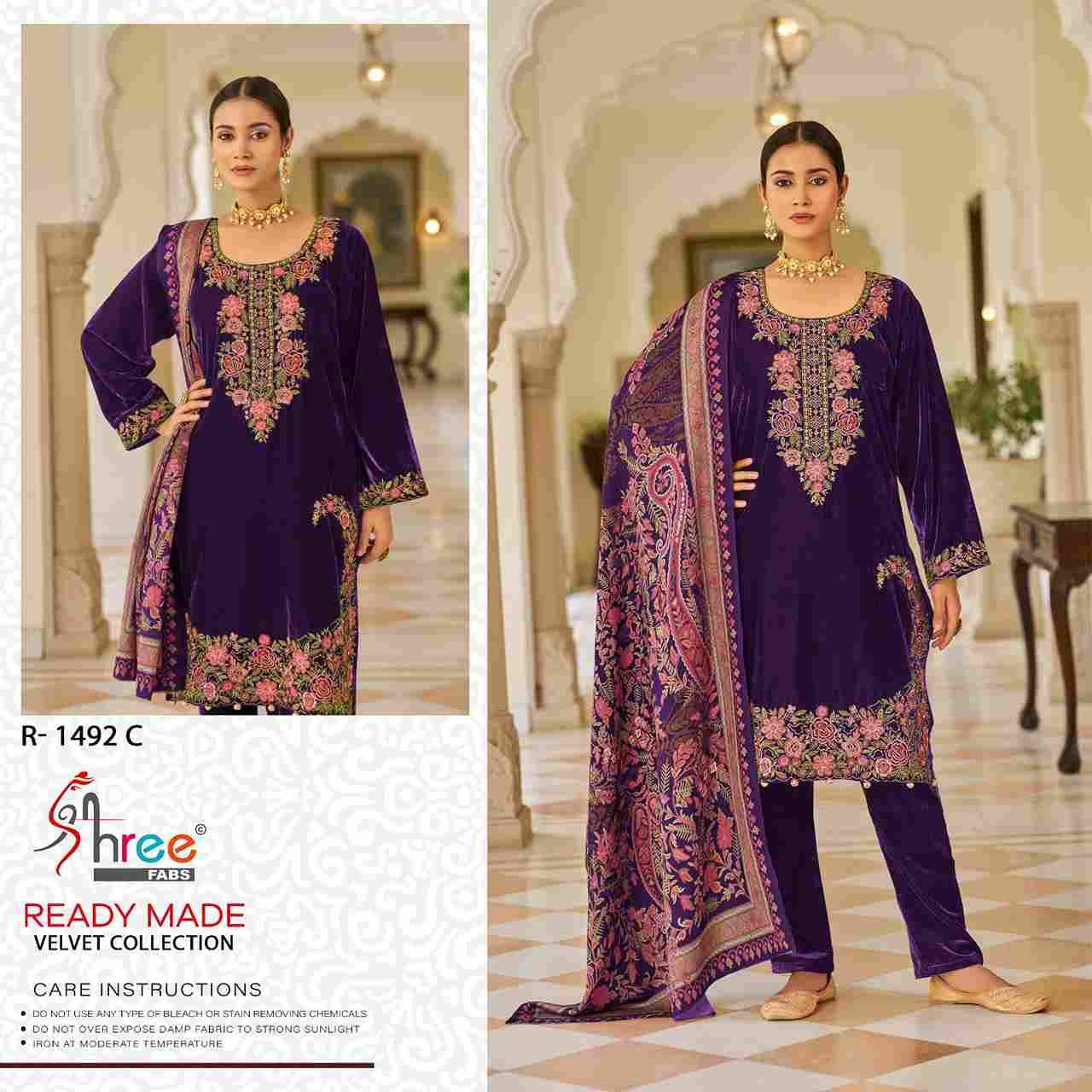 Shree Fabs Hit Design R-1492 Colours By Shree Fabs R-1492-A To R-1492-D Series Wholesale Designer Pakistani Suits Collection Beautiful Stylish Fancy Colorful Party Wear & Occasional Wear Velvet Dresses At Wholesale Price