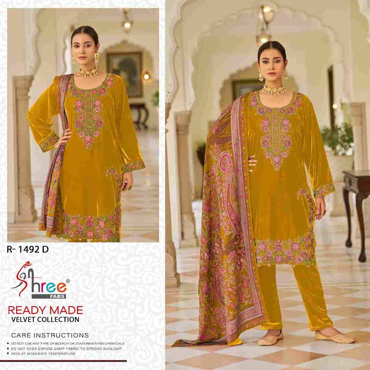 Shree Fabs Hit Design R-1492 Colours By Shree Fabs R-1492-A To R-1492-D Series Wholesale Designer Pakistani Suits Collection Beautiful Stylish Fancy Colorful Party Wear & Occasional Wear Velvet Dresses At Wholesale Price