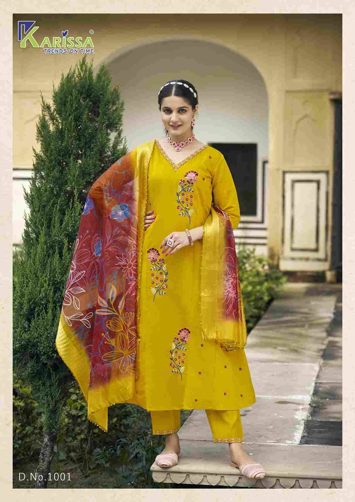 Navya By Karissa 1001 To 1004 Series Beautiful Festive Suits Colorful Stylish Fancy Casual Wear & Ethnic Wear Viscose Silk Dresses At Wholesale Price