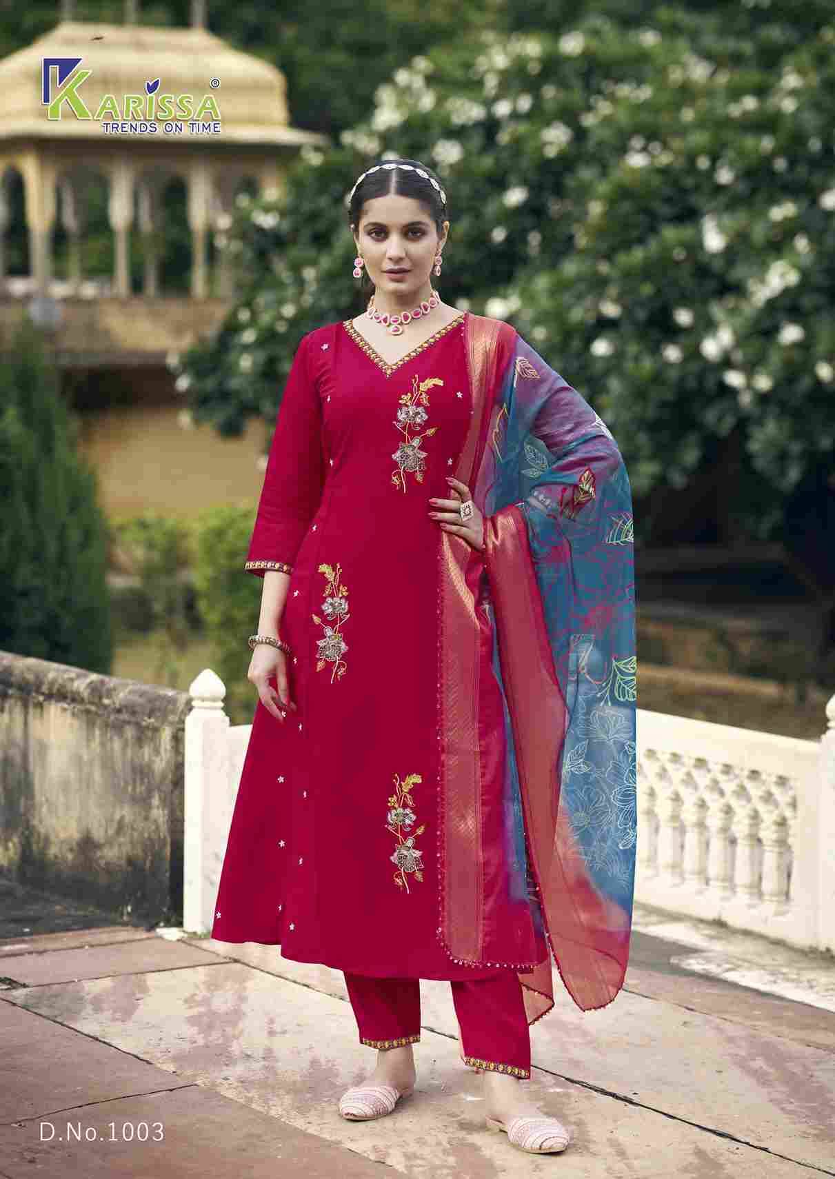 Navya By Karissa 1001 To 1004 Series Beautiful Festive Suits Colorful Stylish Fancy Casual Wear & Ethnic Wear Viscose Silk Dresses At Wholesale Price