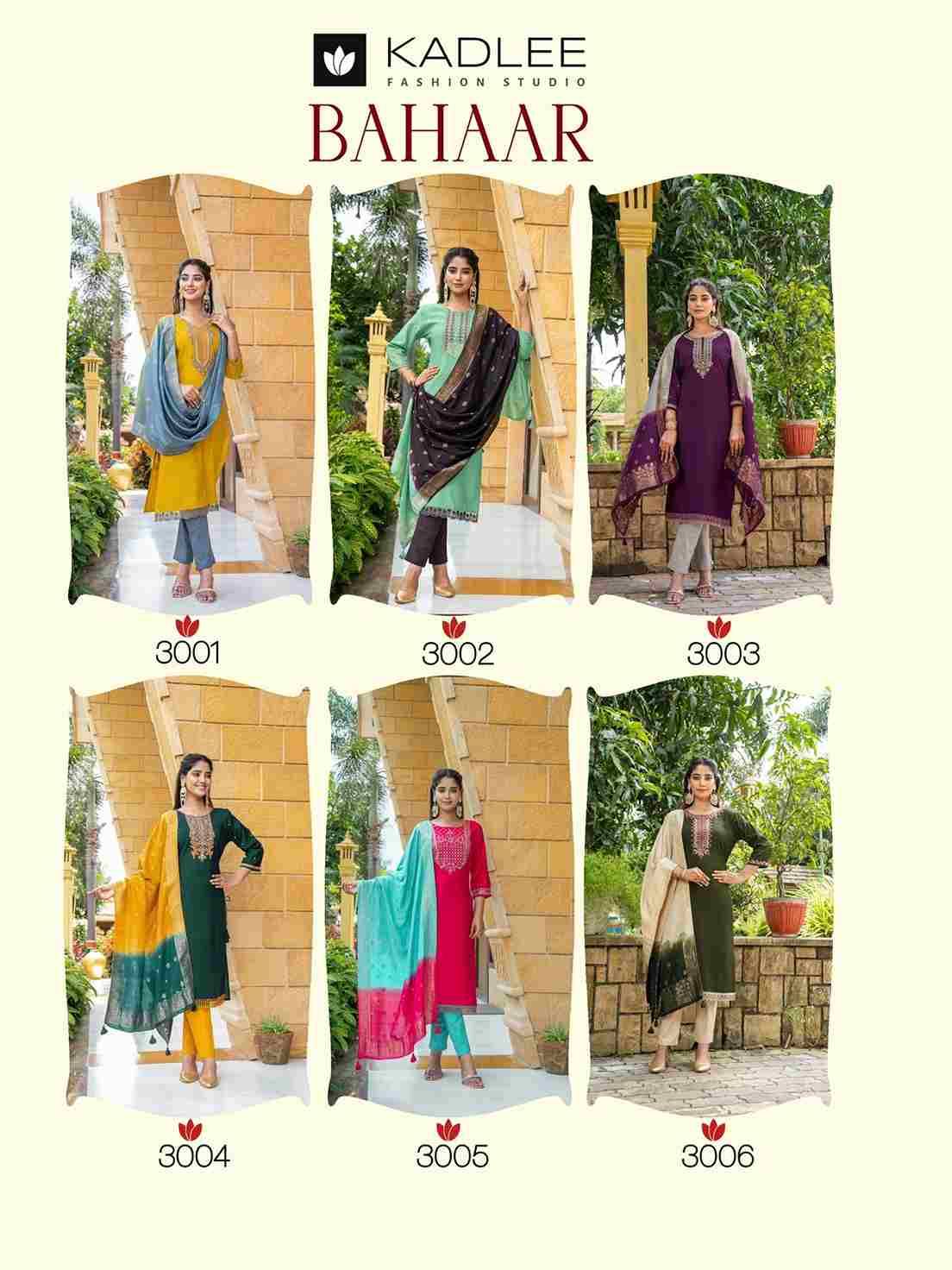 Bahaar By Kadlee 1001 To 1006 Series Beautiful Festive Suits Colorful Stylish Fancy Casual Wear & Ethnic Wear Viscose Dresses At Wholesale Price