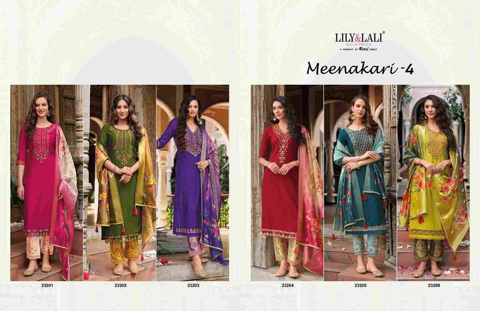 Meenakari Vol-4 By Lily And Lali 23201 To 23206 Series Beautiful Summer Collection Anarkali Suits Stylish Fancy Colorful Casual Wear & Ethnic Wear Viscose Jacquard Embroidered Dresses At Wholesale Price