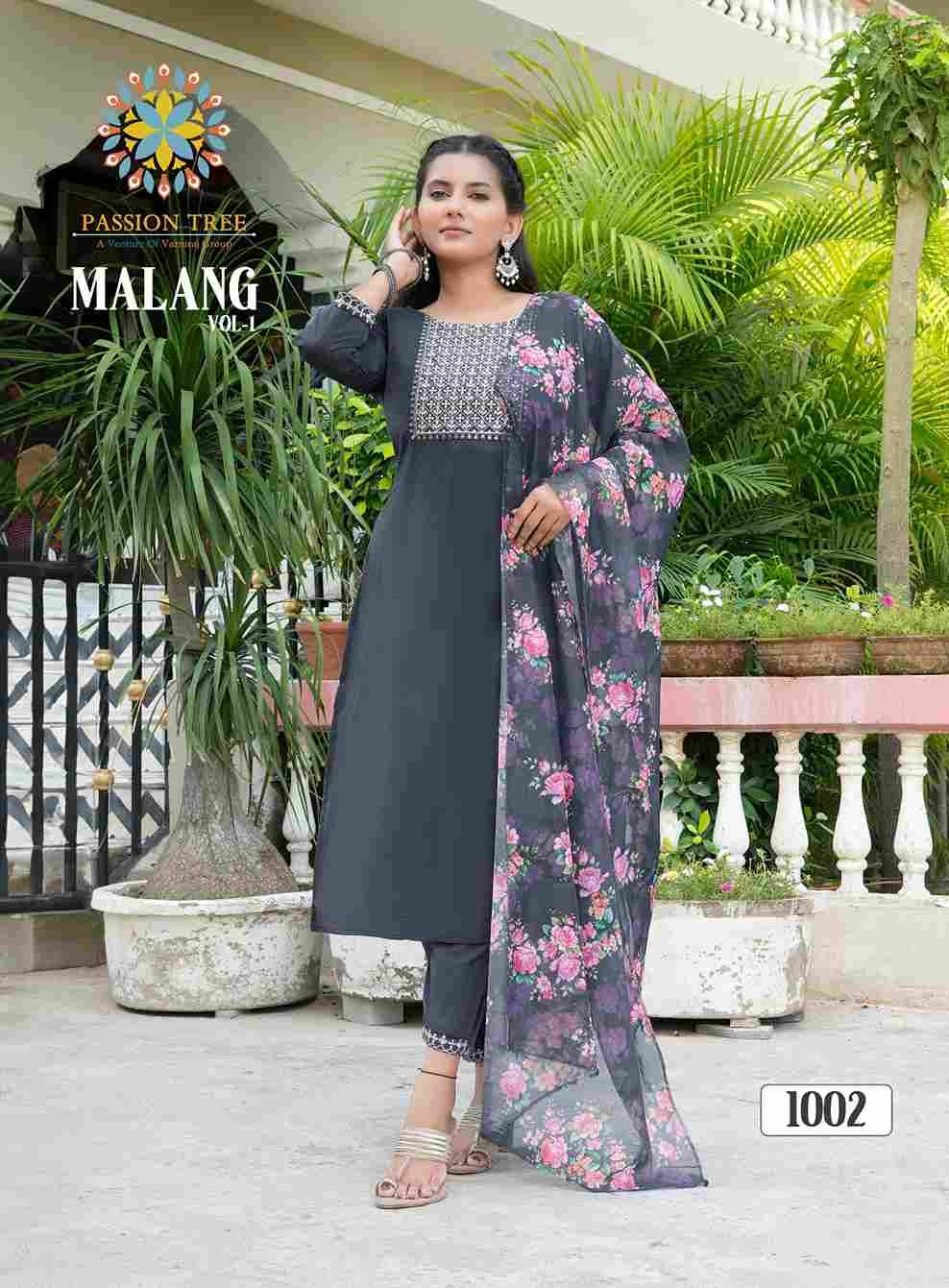 Malang Vol-1 By Passion Tree 1001 To 1008 Series Beautiful Suits Colorful Stylish Fancy Casual Wear & Ethnic Wear Silk Print Dresses At Wholesale Price