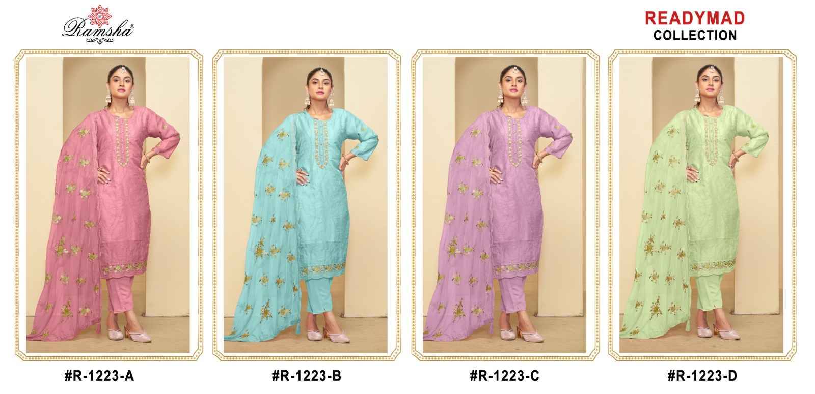 Ramsha 1223 Colours By Ramsha 1223-A To 1223-D Series Beautiful Pakistani Suits Colorful Stylish Fancy Casual Wear & Ethnic Wear Organza Dresses At Wholesale Price