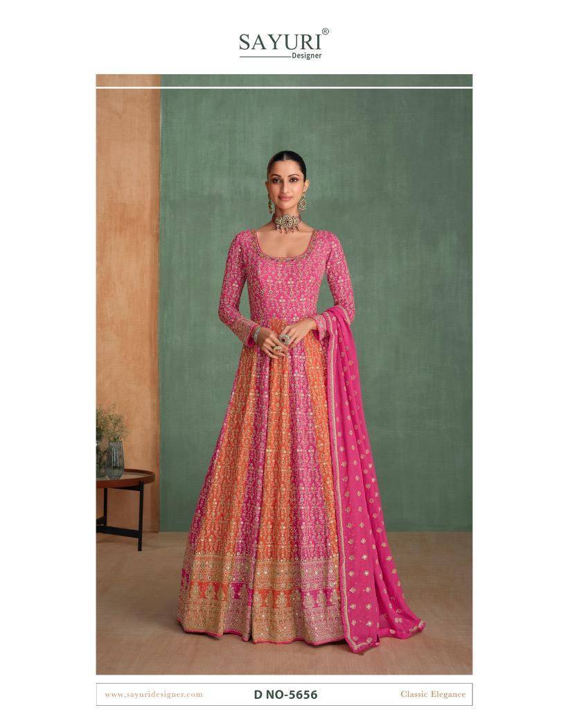 Rang By Sayuri 5656 To 5657 Series Designer Stylish Fancy Colorful Beautiful Party Wear & Ethnic Wear Collection Georgette Gown With Bottom At Wholesale Price