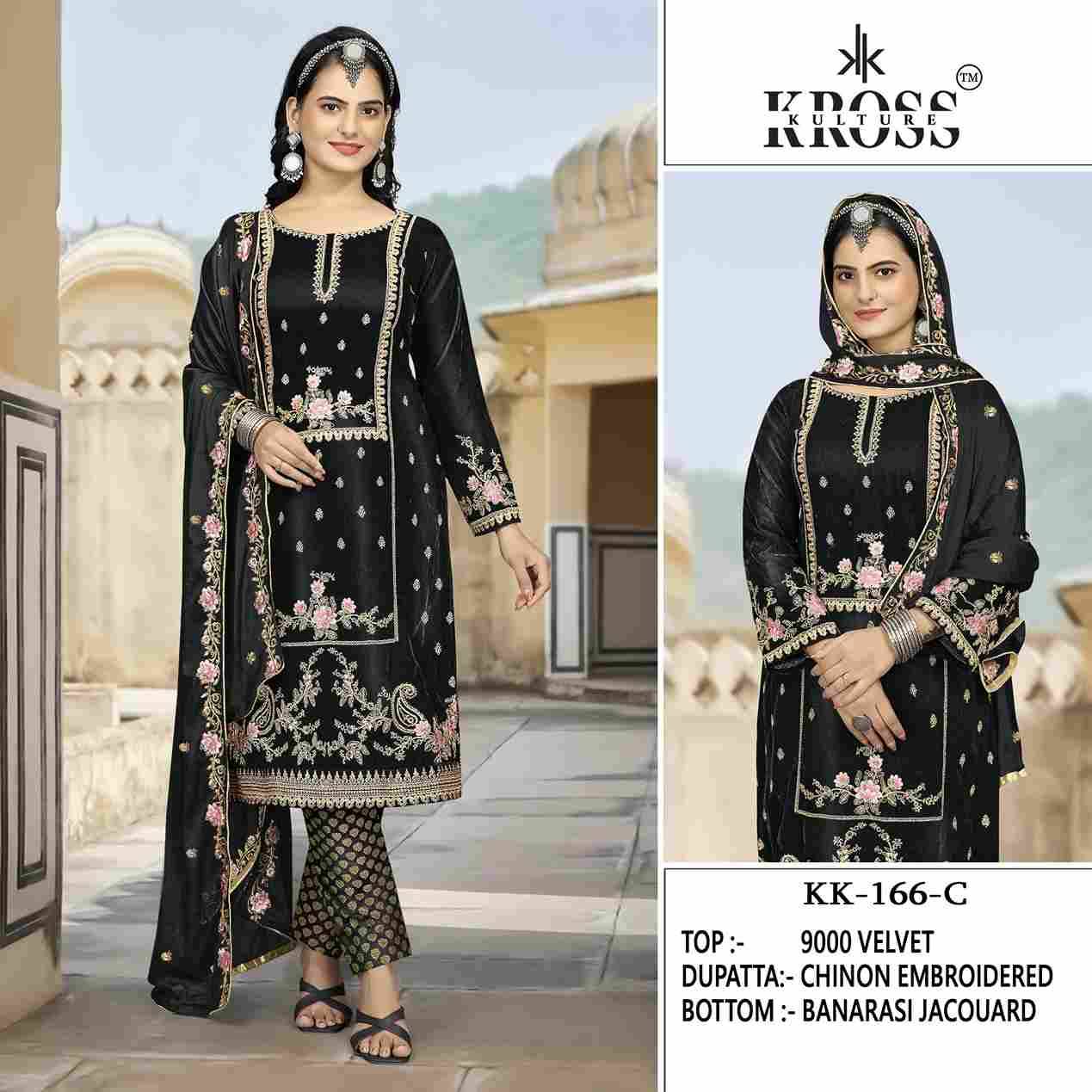 Kross Kulture Hit Design 166 Colours By Kross Kulture 166-A To 166-D Series Beautiful Pakistani Suits Colorful Stylish Fancy Casual Wear & Ethnic Wear Velvet With Embroidered Dresses At Wholesale Price