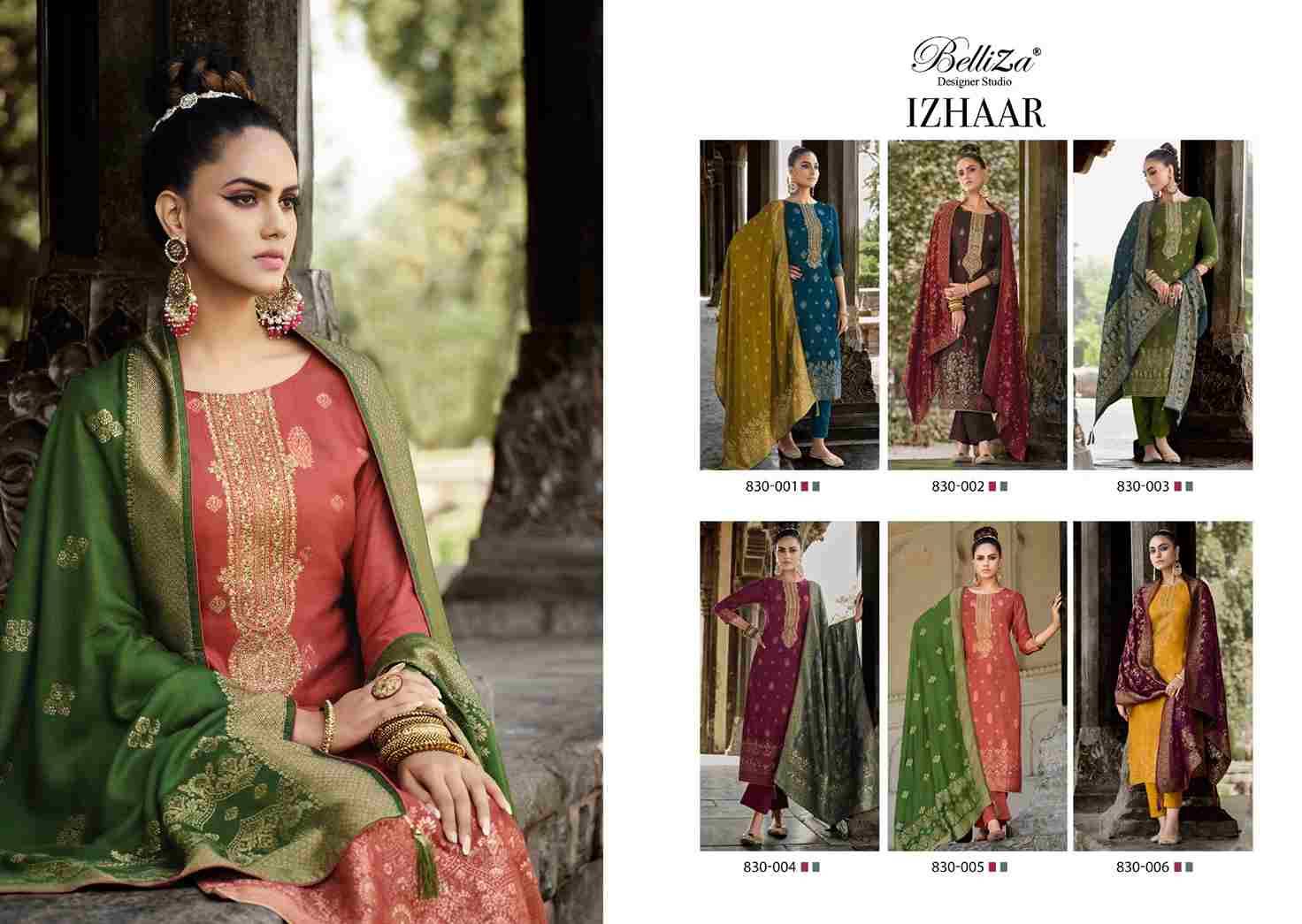 Izhaar By Belliza 830-001 To 830-006 Series Beautiful Stylish Festive Suits Fancy Colorful Casual Wear & Ethnic Wear & Ready To Wear Pure Cotton Digital Print Dresses At Wholesale Price