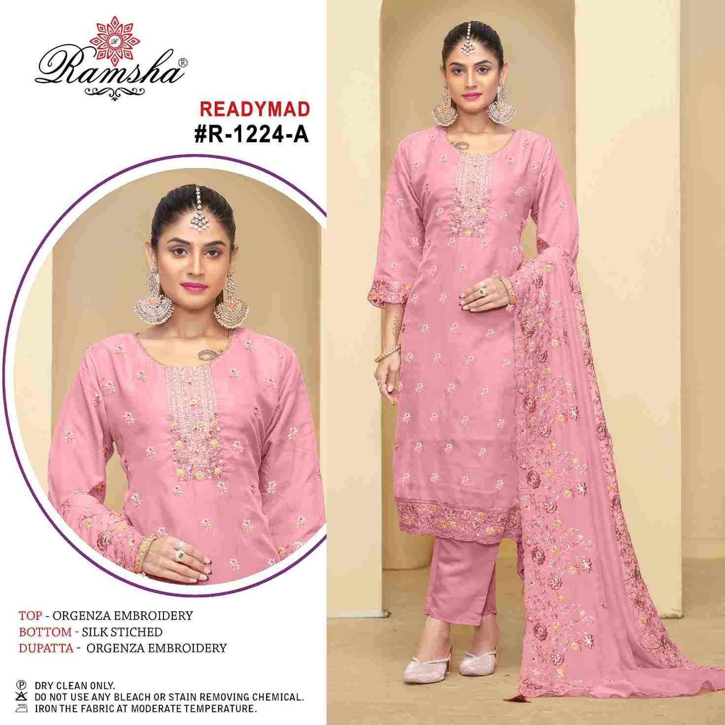 Ramsha 1224 Colours By Ramsha 1224-A To 1224-D Series Beautiful Pakistani Suits Colorful Stylish Fancy Casual Wear & Ethnic Wear Organza Dresses At Wholesale Price