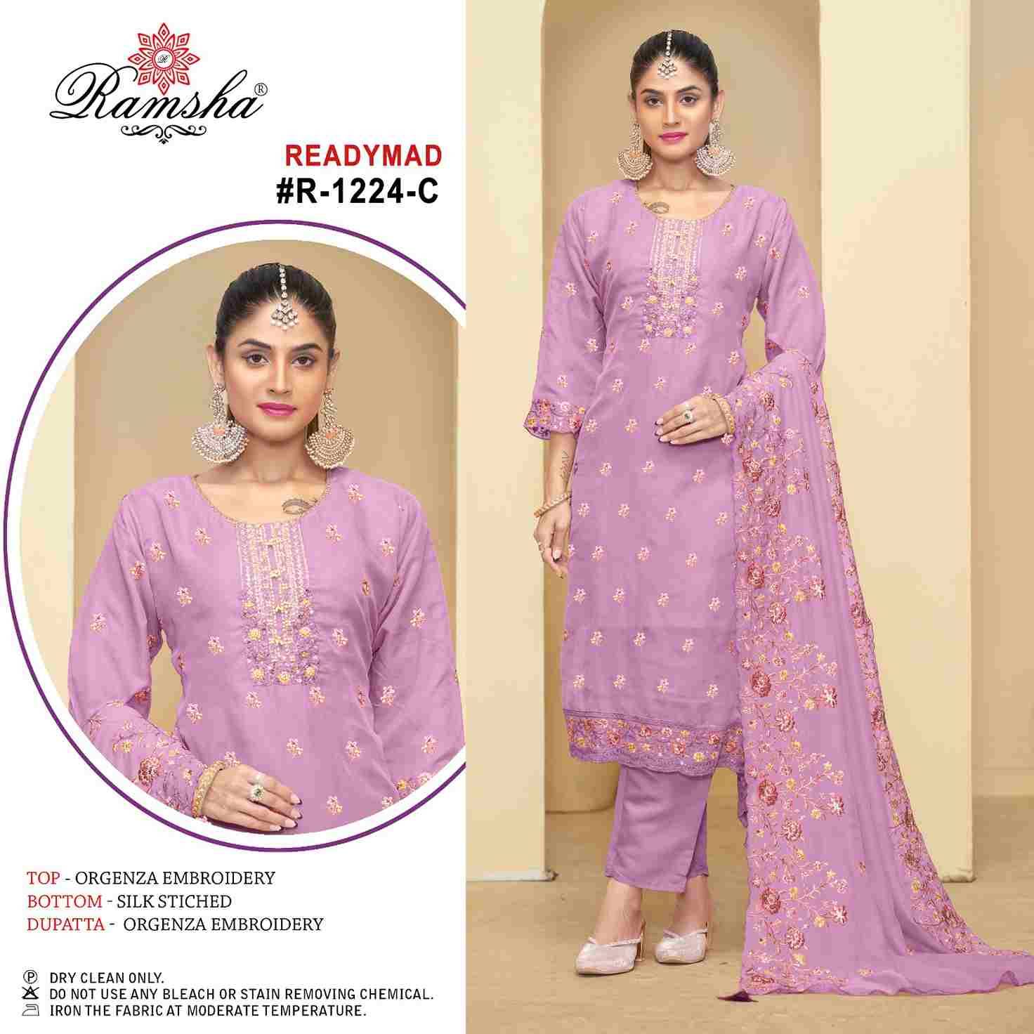 Ramsha 1224 Colours By Ramsha 1224-A To 1224-D Series Beautiful Pakistani Suits Colorful Stylish Fancy Casual Wear & Ethnic Wear Organza Dresses At Wholesale Price