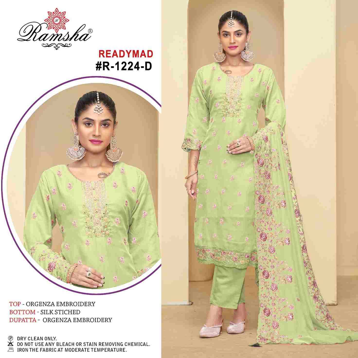 Ramsha 1224 Colours By Ramsha 1224-A To 1224-D Series Beautiful Pakistani Suits Colorful Stylish Fancy Casual Wear & Ethnic Wear Organza Dresses At Wholesale Price