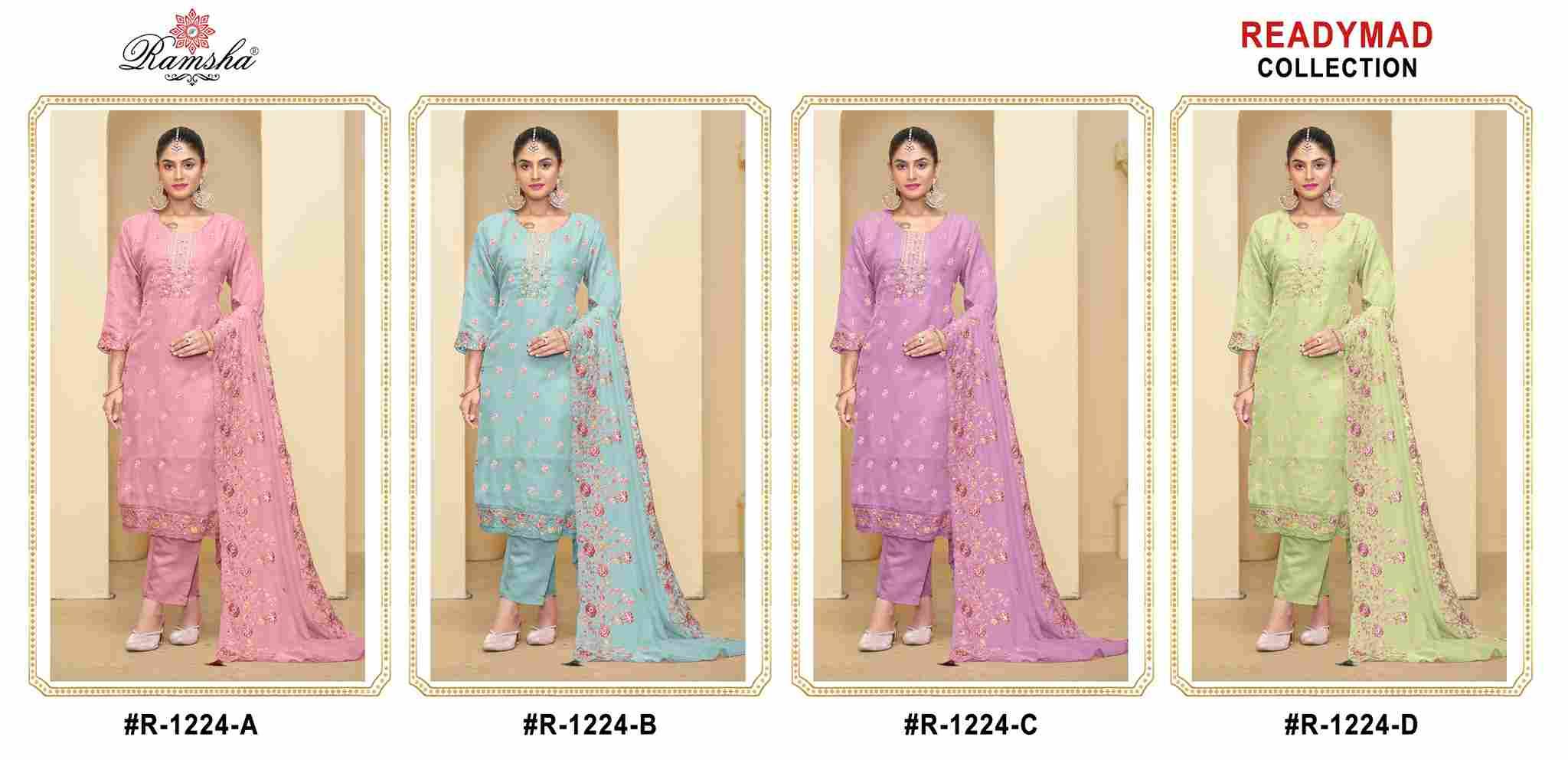 Ramsha 1224 Colours By Ramsha 1224-A To 1224-D Series Beautiful Pakistani Suits Colorful Stylish Fancy Casual Wear & Ethnic Wear Organza Dresses At Wholesale Price