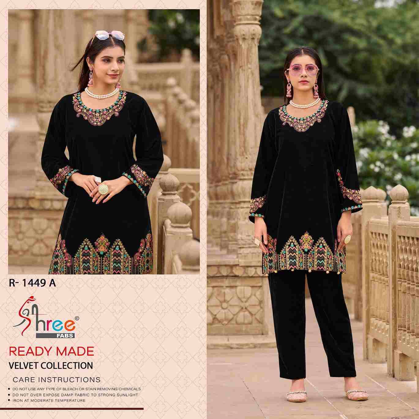 Shree Fabs Hit Design R-1449 Colours By Shree Fabs R-1449-A To R-1449-D Series Designer Pakistani Suits Collection Beautiful Stylish Fancy Colorful Party Wear & Occasional Wear Velvet Kurtis With Bottom At Wholesale Price