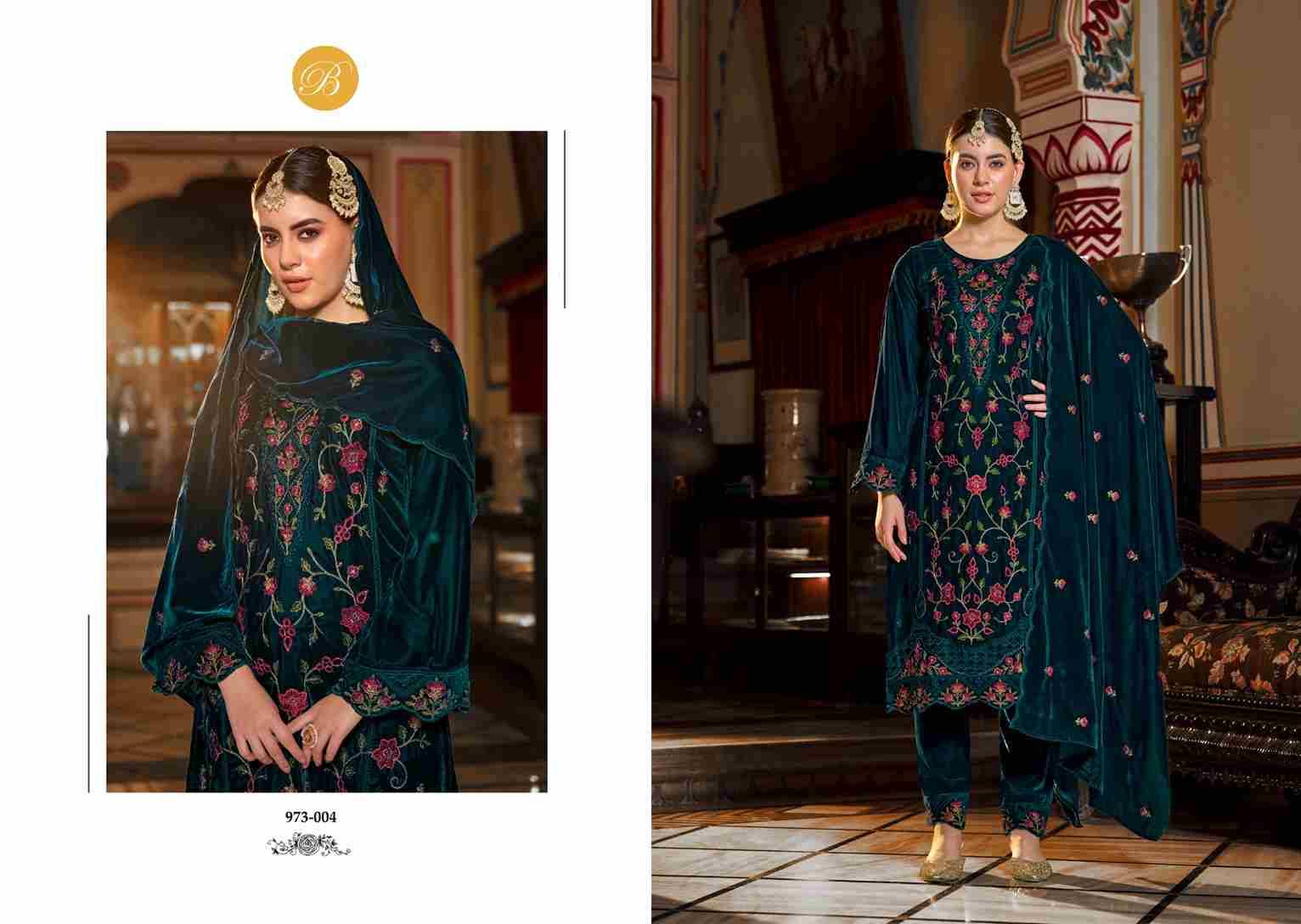 Nooriyat By Belliza 973-001 To 973-004 Series Beautiful Stylish Festive Suits Fancy Colorful Casual Wear & Ethnic Wear & Ready To Wear Pure Velvet Dresses At Wholesale Price