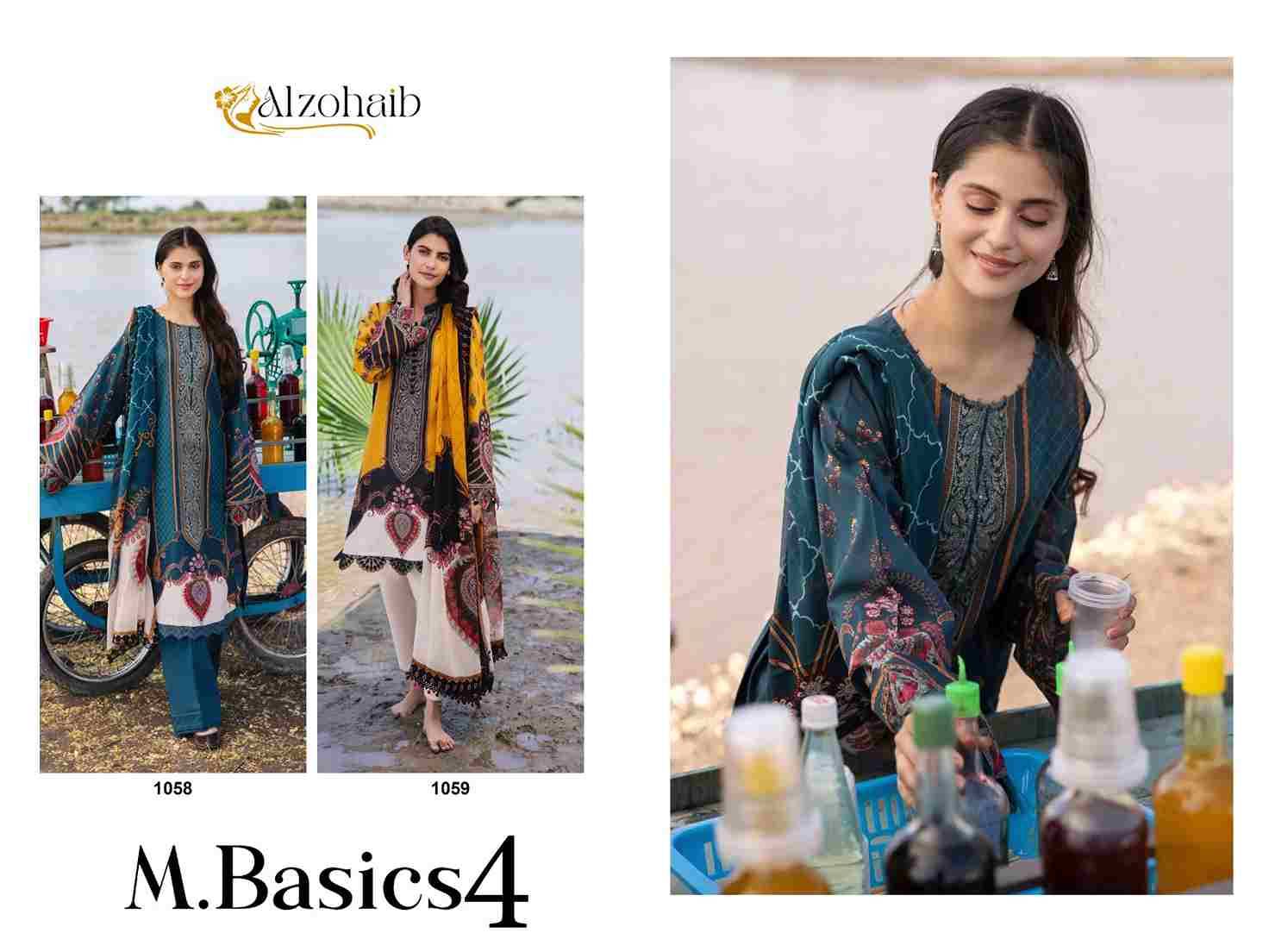 M.Basics Vol-4 By Alzohaib 1058 To 1059 Series Beautiful Pakistani Suits Stylish Fancy Colorful Party Wear & Occasional Wear Pure Cotton Print Dresses At Wholesale Price