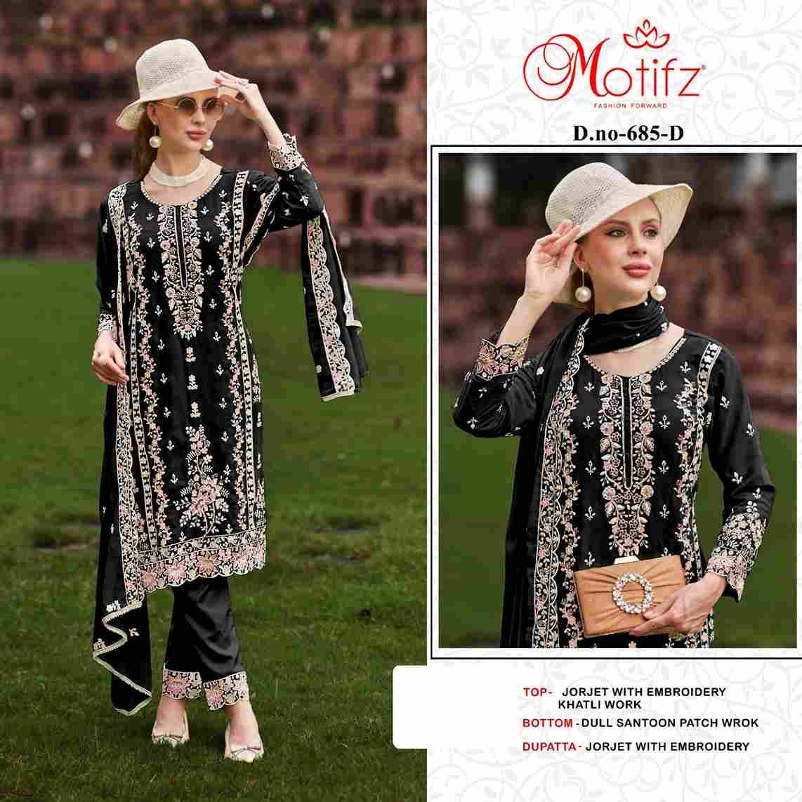 Motifz Hit Design 685 Colours By Motifz 685-A To 685-D Series Beautiful Pakistani Suits Colorful Stylish Fancy Casual Wear & Ethnic Wear Georgette Dresses At Wholesale Price