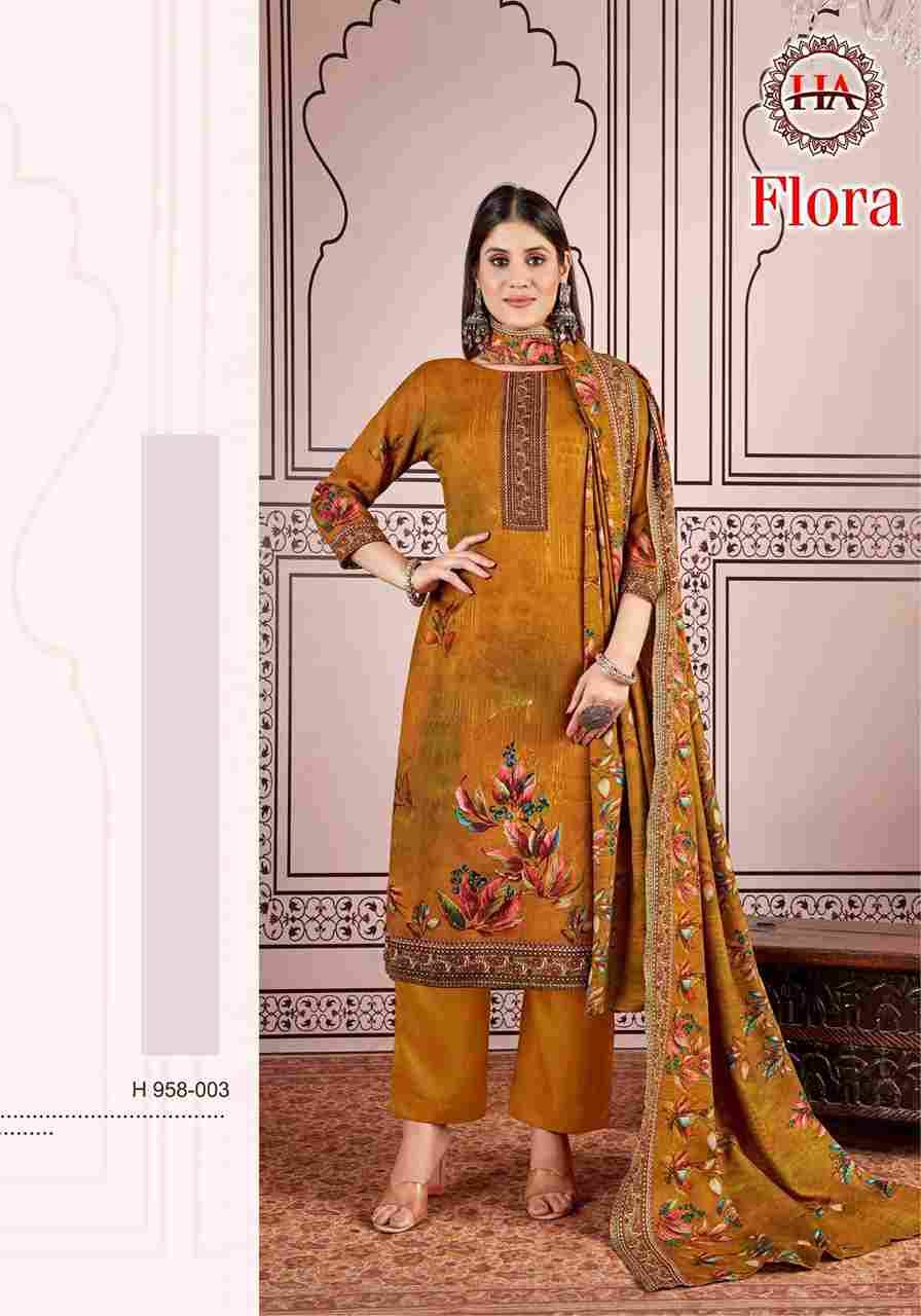 Flora By Harshit Fashion Hub 958-001 To 958-008 Series Beautiful Festive Suits Stylish Fancy Colorful Casual Wear & Ethnic Wear Pure Pashmina Print Dresses At Wholesale Price