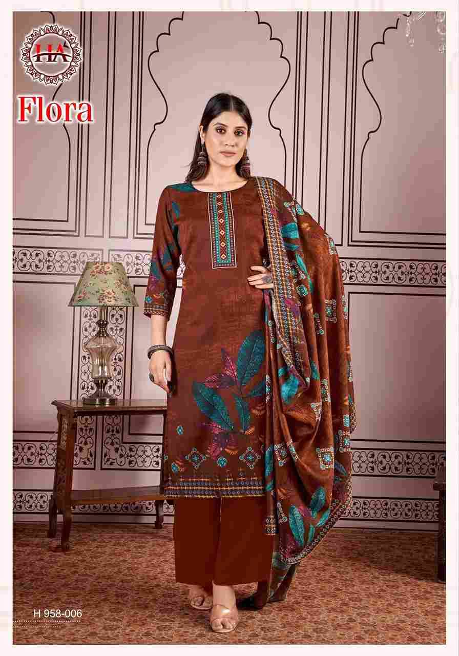 Flora By Harshit Fashion Hub 958-001 To 958-008 Series Beautiful Festive Suits Stylish Fancy Colorful Casual Wear & Ethnic Wear Pure Pashmina Print Dresses At Wholesale Price