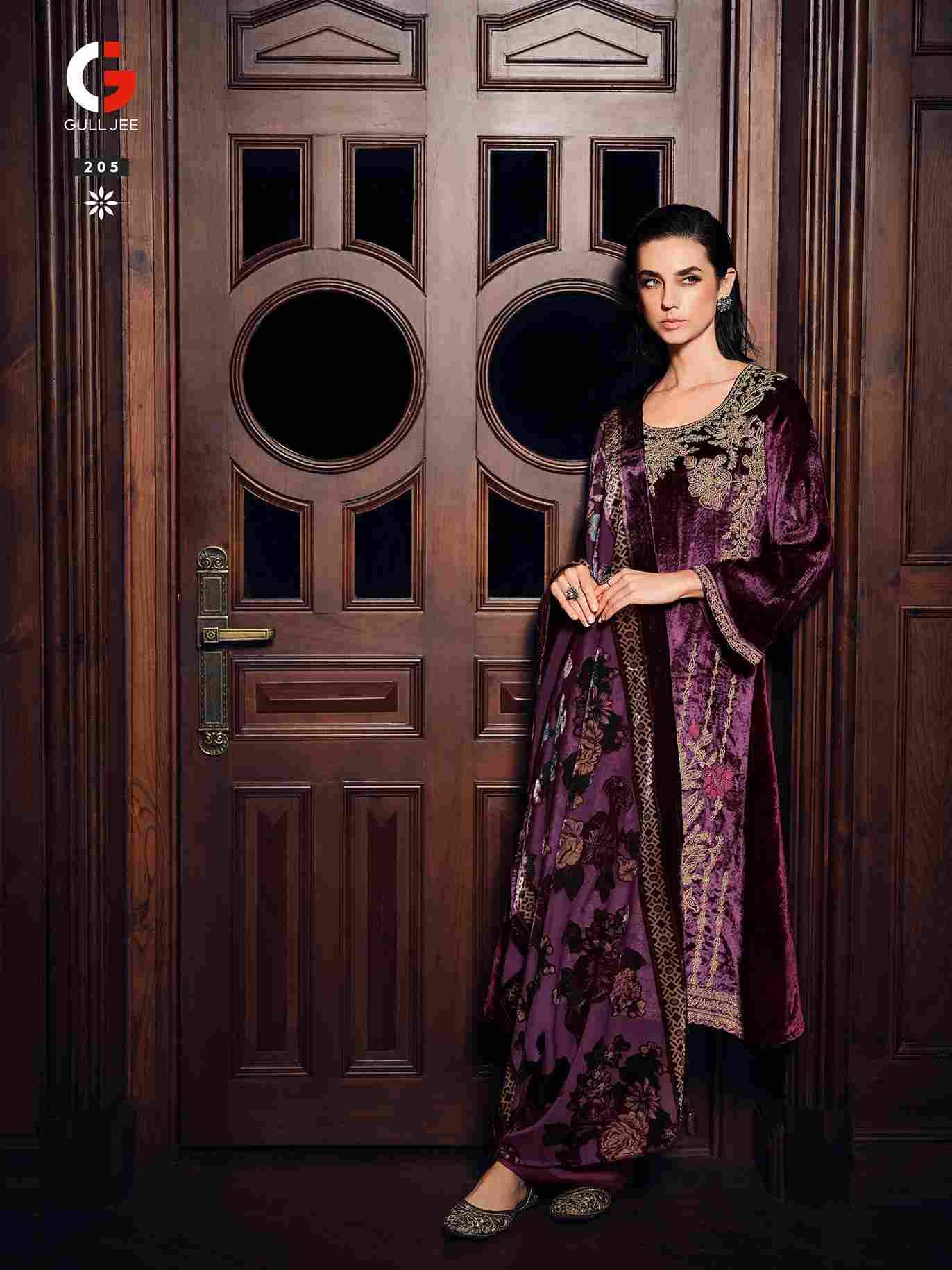 Velvet Ishq By Gull Jee 201 To 206 Series Beautiful Festive Suits Colorful Stylish Fancy Casual Wear & Ethnic Wear Viscose Velvet Embroidered Dresses At Wholesale Price