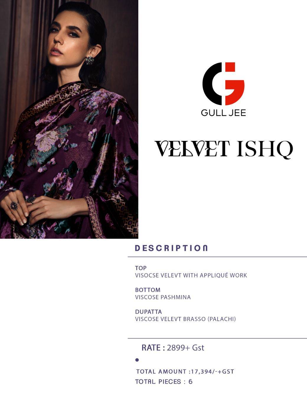 Velvet Ishq By Gull Jee 201 To 206 Series Beautiful Festive Suits Colorful Stylish Fancy Casual Wear & Ethnic Wear Viscose Velvet Embroidered Dresses At Wholesale Price