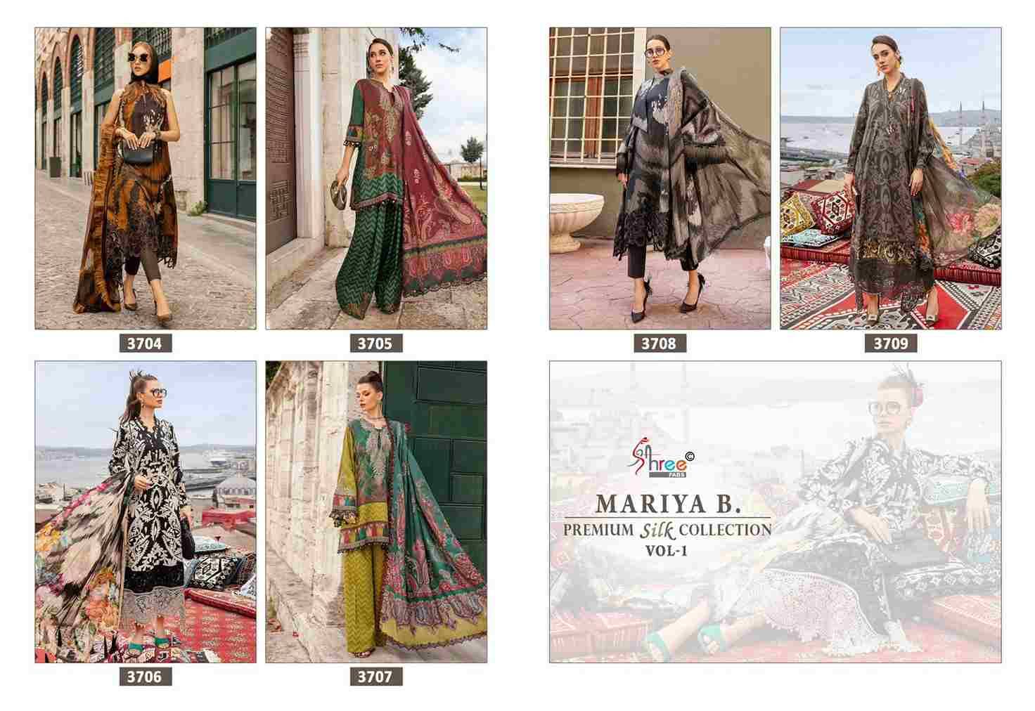 Mariya B. Premium Silk Collection Vol-1 By Shree Fabs 3704 To 3709 Series Beautiful Pakistani Suits Colorful Stylish Fancy Casual Wear & Ethnic Wear Japan Satin Dresses At Wholesale Price